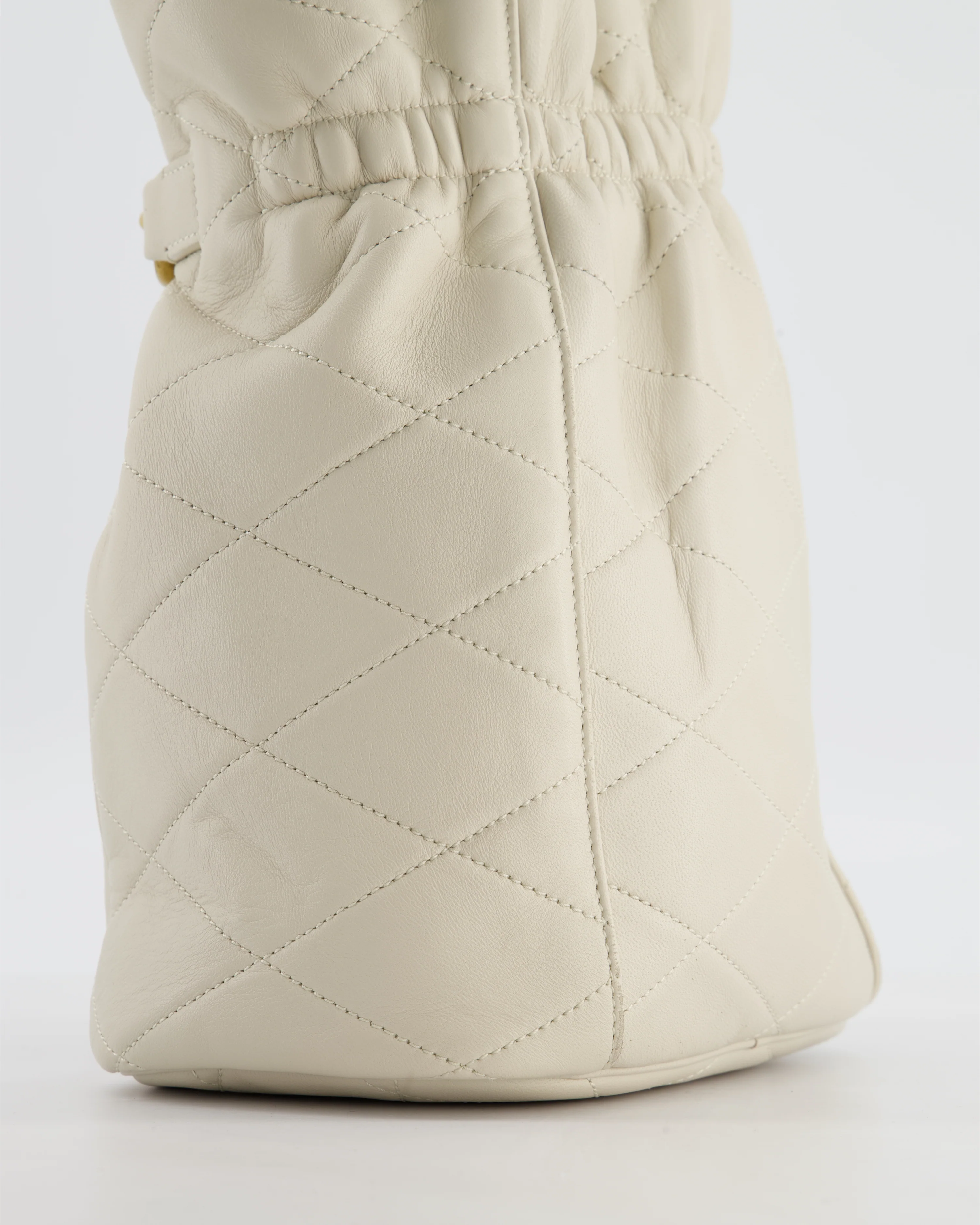 Saint Laurent White Le Maillon Leather Crossbody Bag with Gold Hoop Detail - Image 14