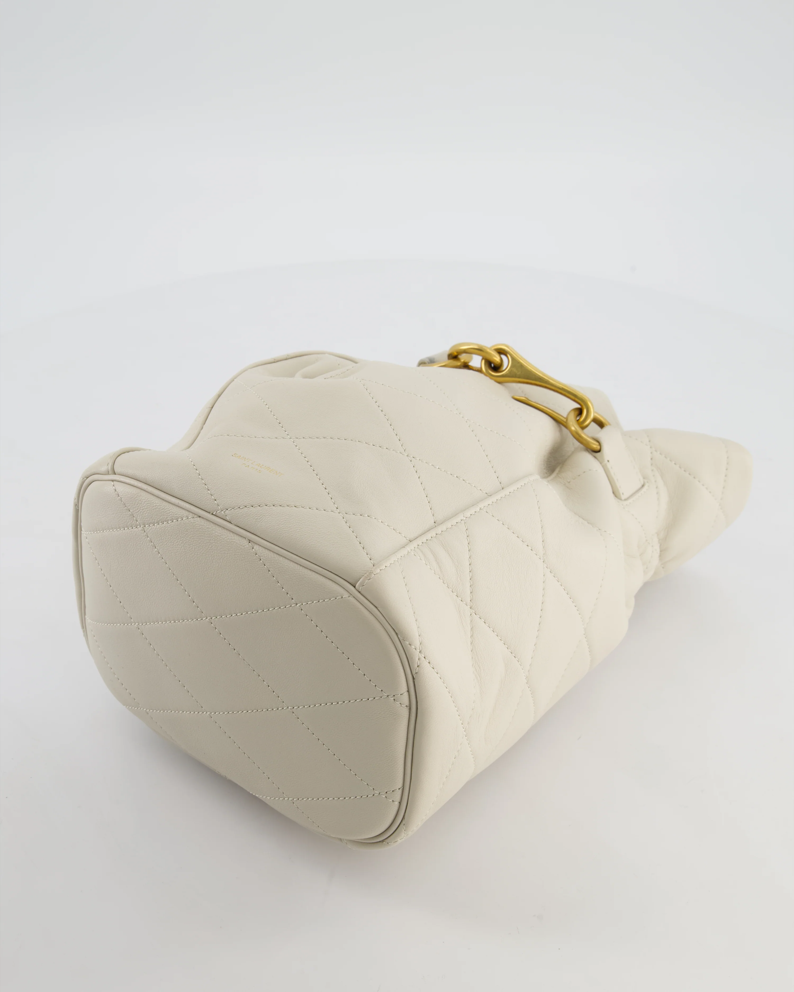 Saint Laurent White Le Maillon Leather Crossbody Bag with Gold Hoop Detail - Image 19