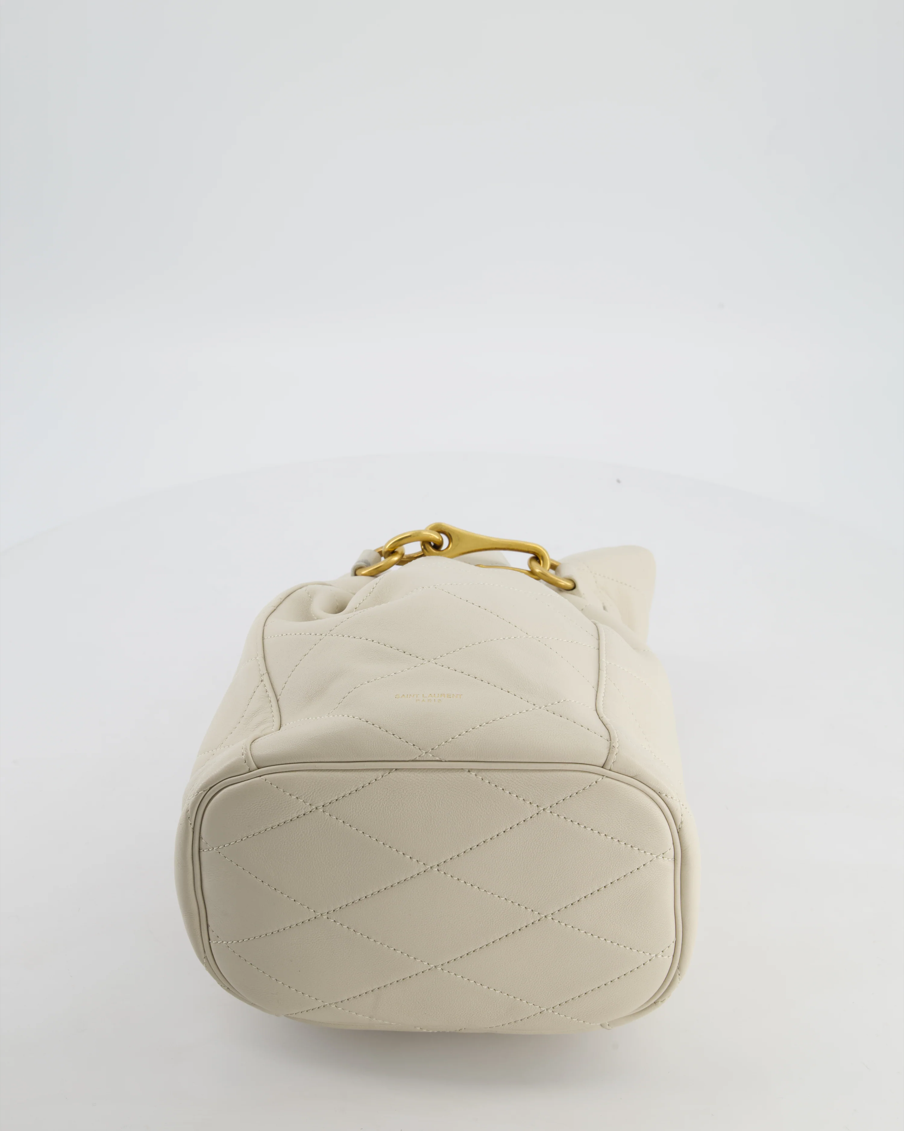 Saint Laurent White Le Maillon Leather Crossbody Bag with Gold Hoop Detail - Image 20