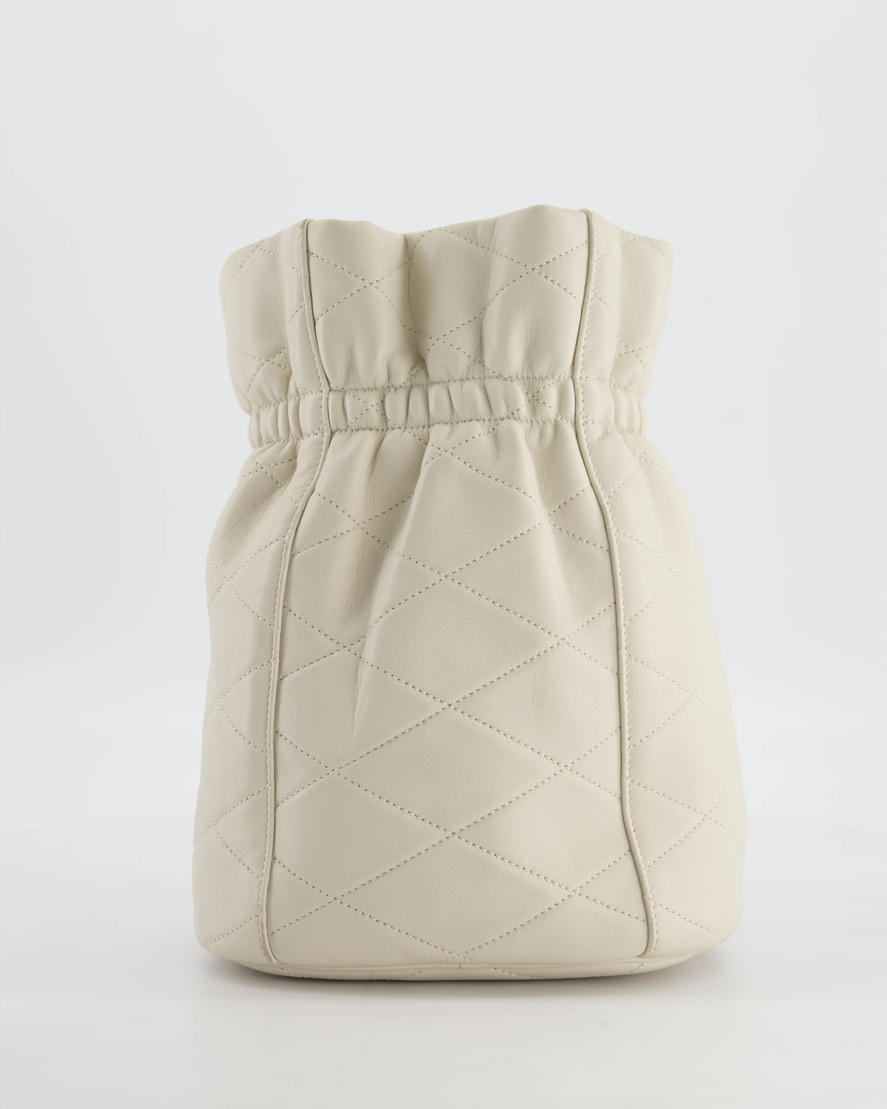 Saint Laurent White Le Maillon Leather Crossbody Bag with Gold Hoop Detail - Image 7