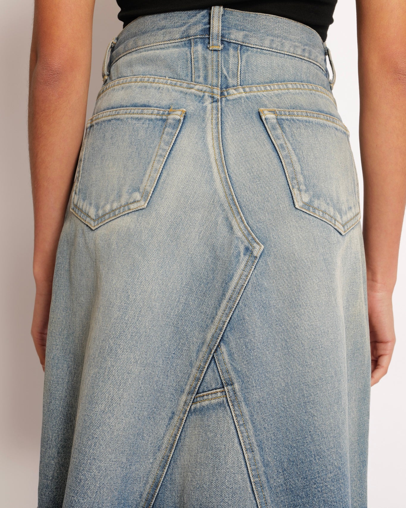 Saint Laurent Denim Mini Skirt with Asymmetric Stitch Details Size 26 (UK 8) - Image 4