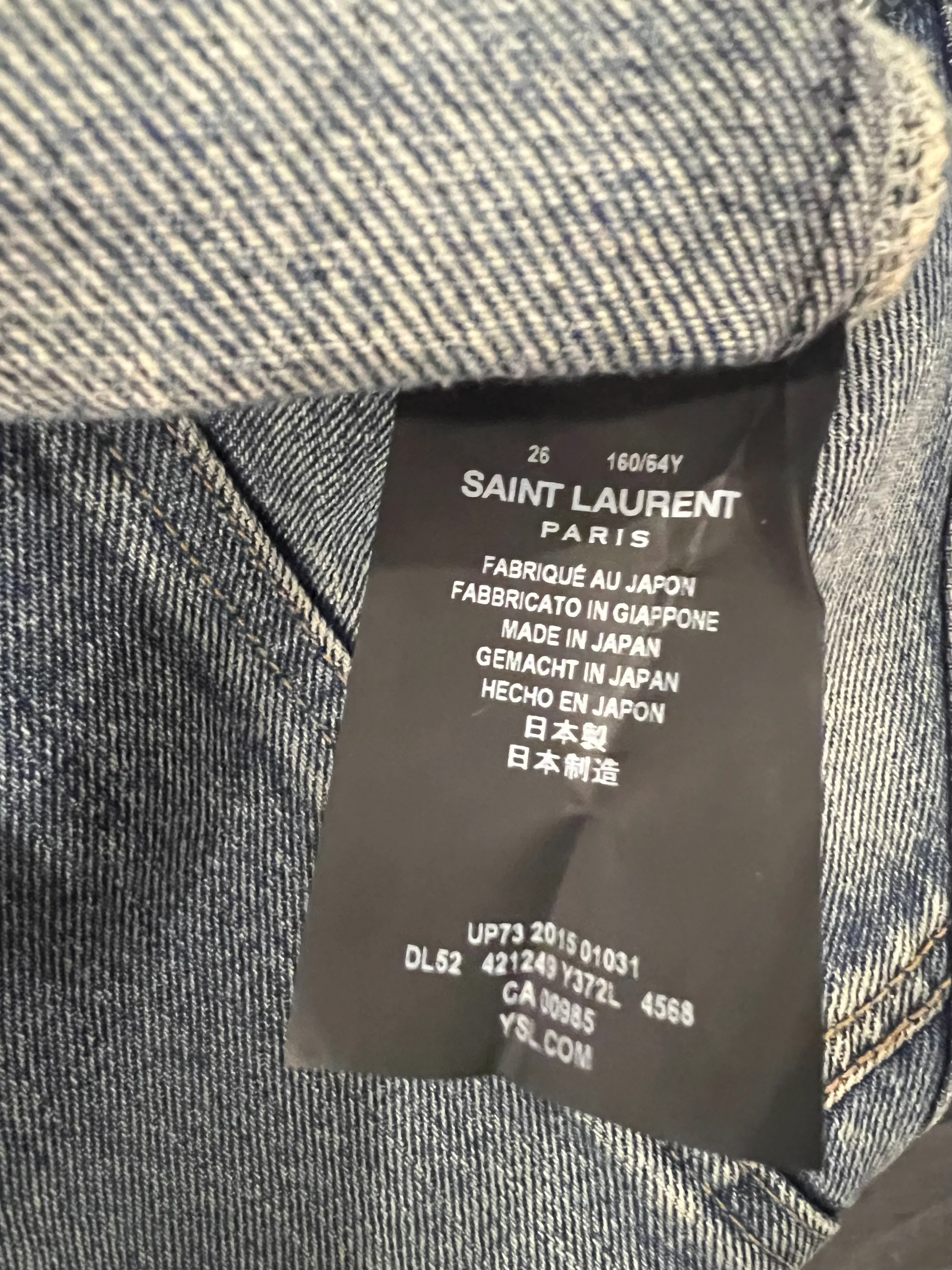 Saint Laurent Denim Mini Skirt with Asymmetric Stitch Details Size 26 (UK 8) - Image 6