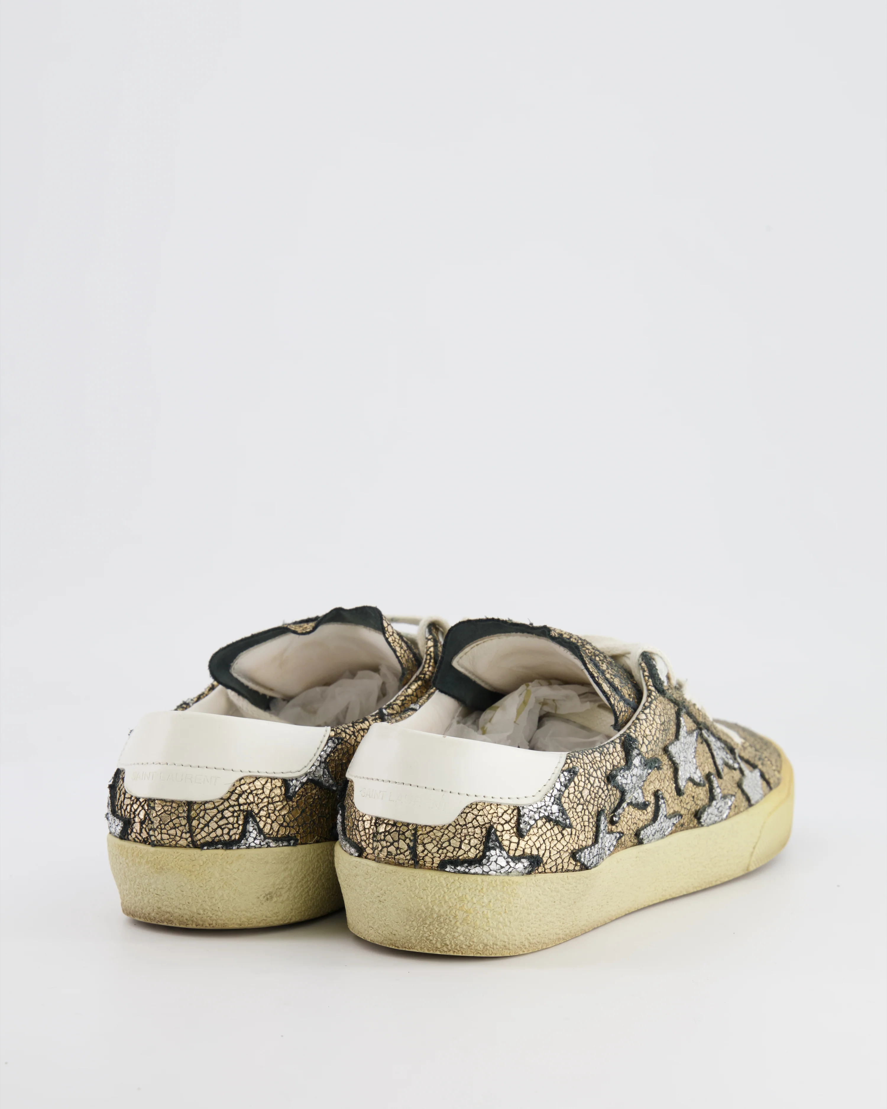 Saint Laurent Gold and Silver Star Court Trainers Size EU 37.5 RRP £555 - Image 4