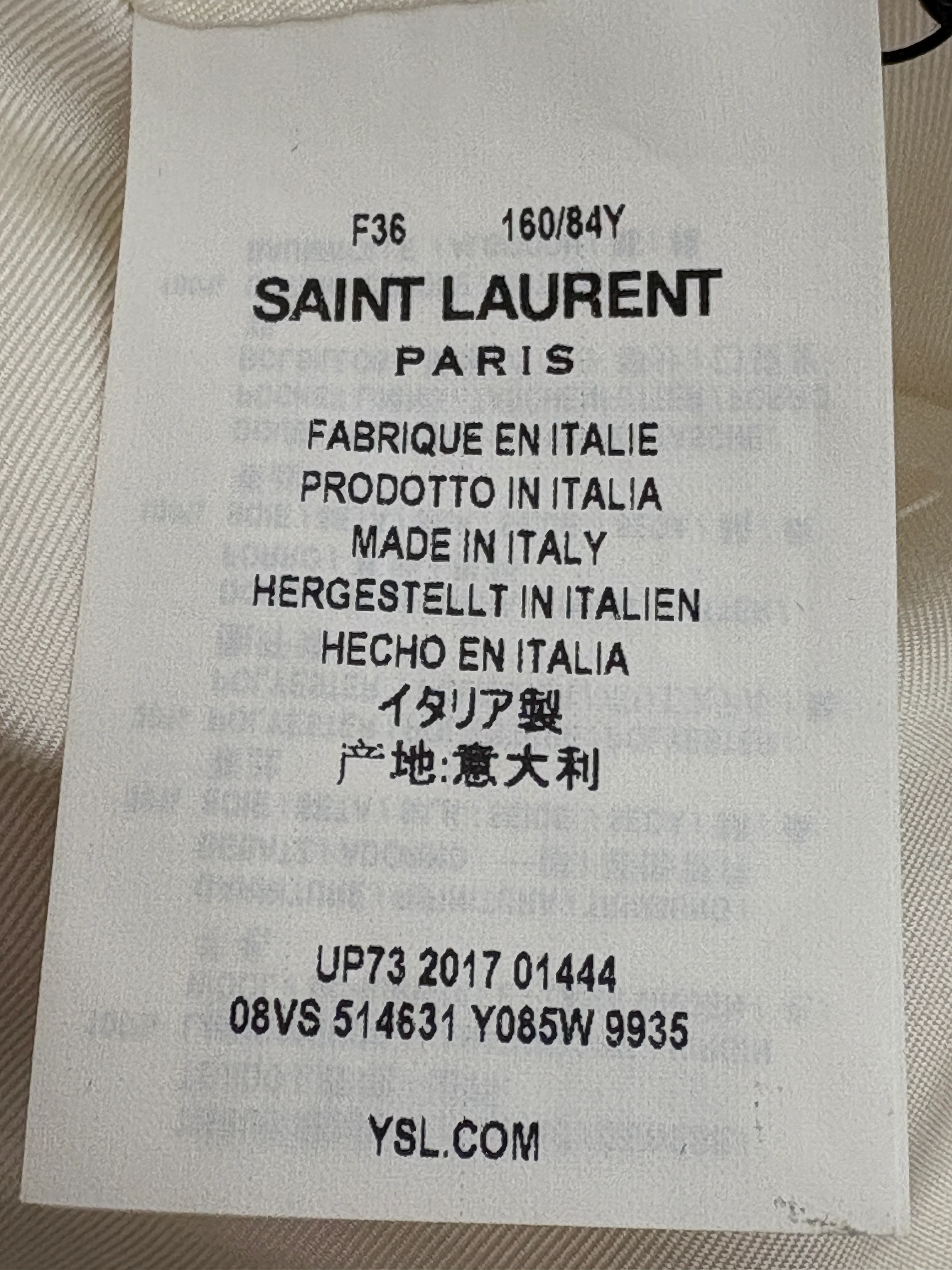 Saint Laurent Cream Suit Jacket and Trouser Set With Silk Lapel Detail Size FR 36 (UK 8) - Image 22