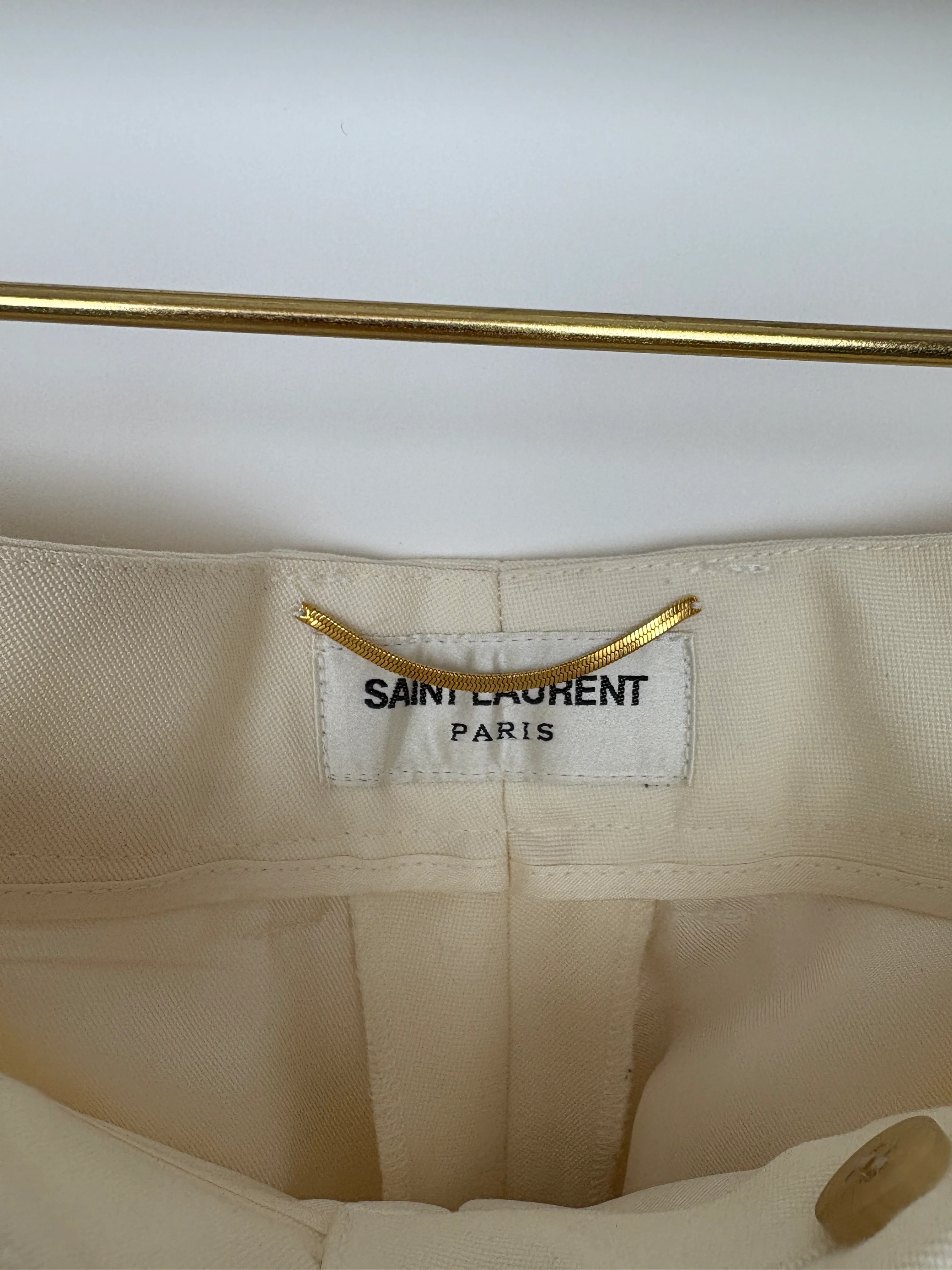 Saint Laurent Cream Suit Jacket and Trouser Set With Silk Lapel Detail Size FR 36 (UK 8) - Image 27