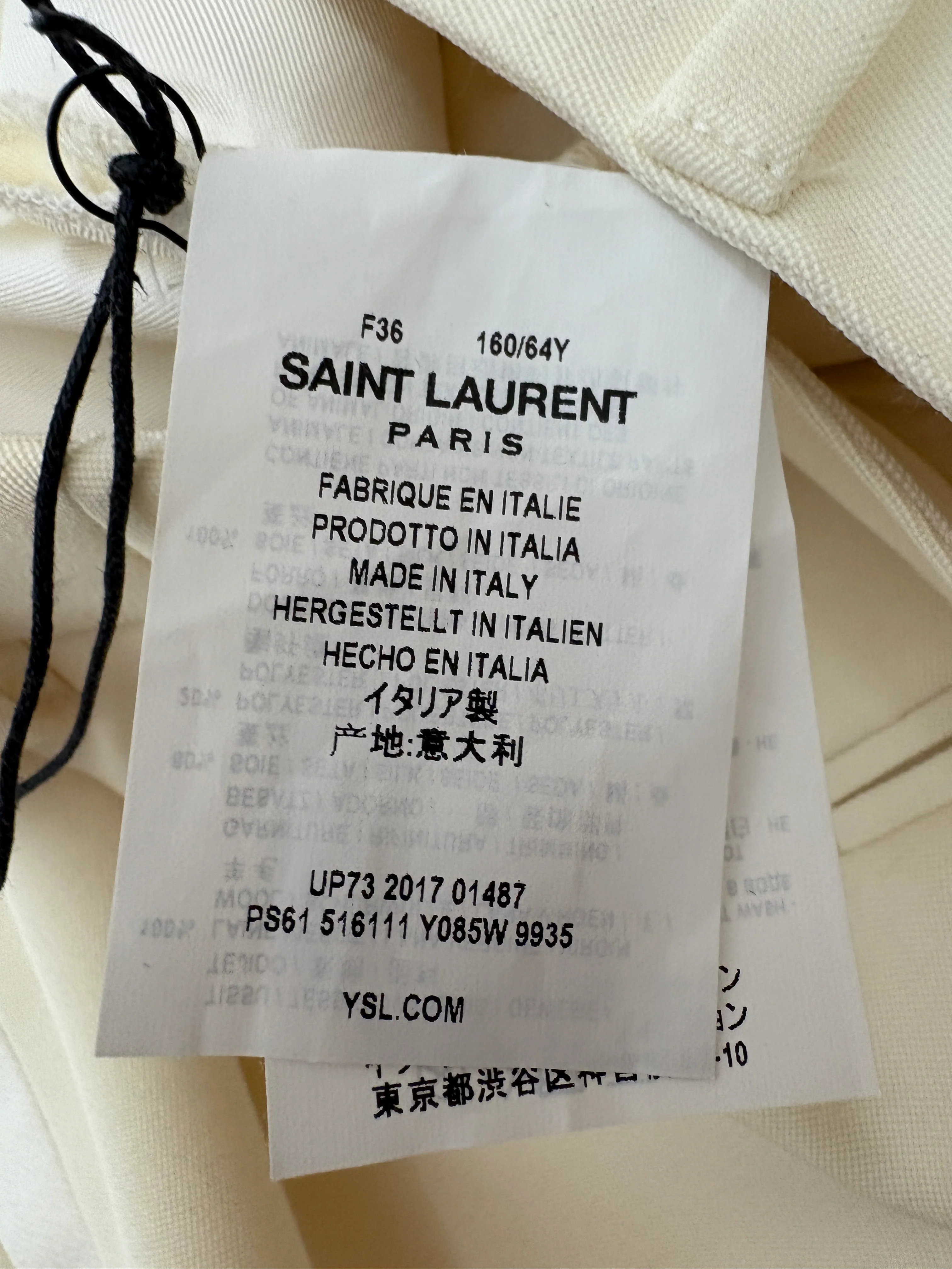 Saint Laurent Cream Suit Jacket and Trouser Set With Silk Lapel Detail Size FR 36 (UK 8) - Image 28
