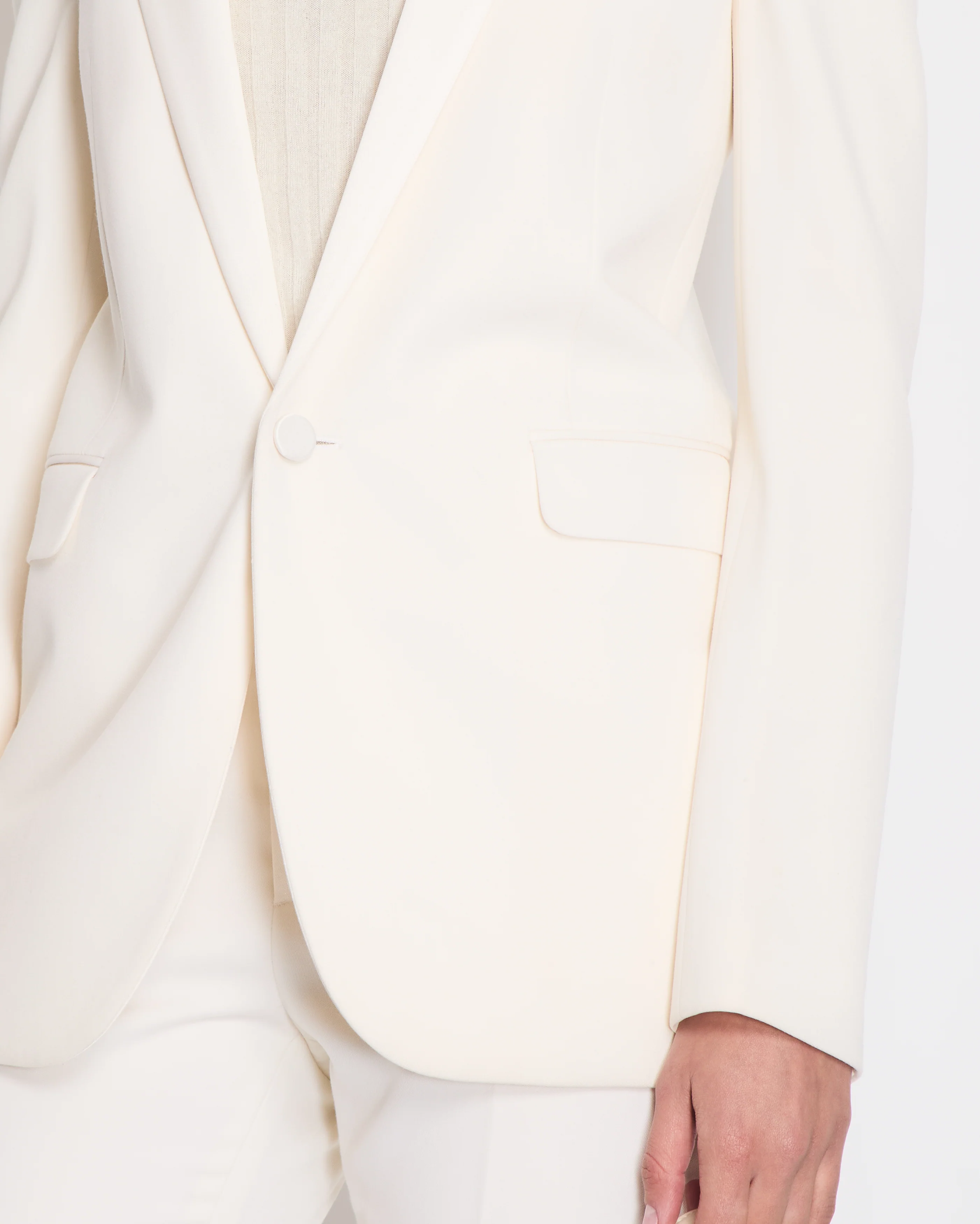 Saint Laurent Cream Suit Jacket and Trouser Set With Silk Lapel Detail Size FR 36 (UK 8) - Image 5