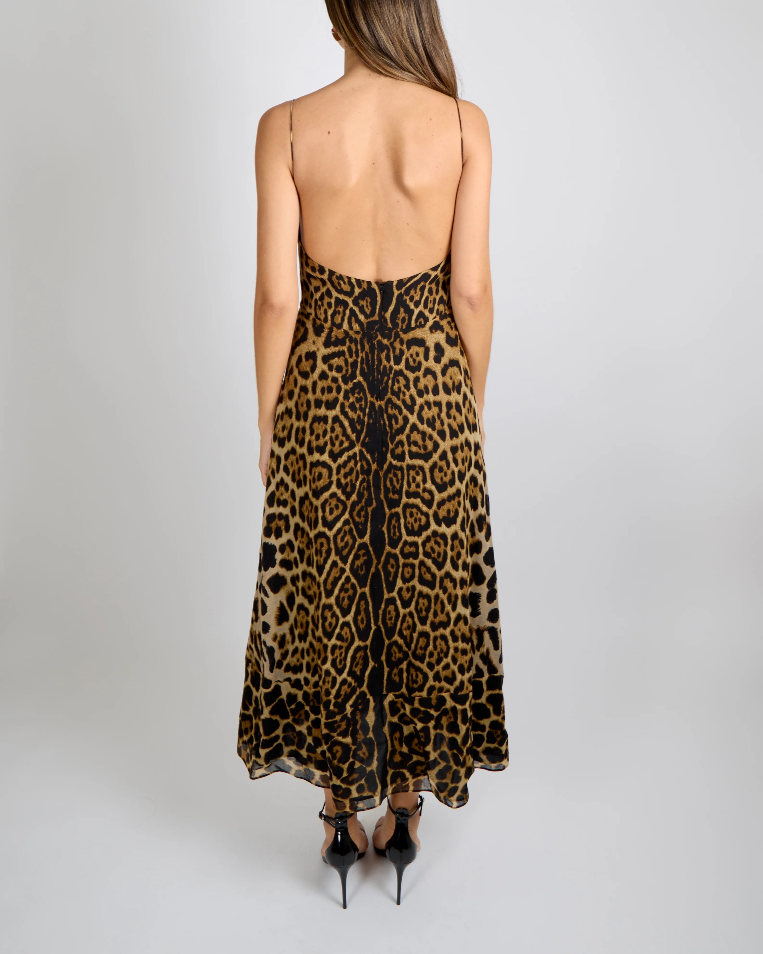 Saint Laurent Leopard Print Sleeveless Maxi Dress with Front Cut Out Detail Size FR 36 (UK 8) RRP £1,950 - Image 4