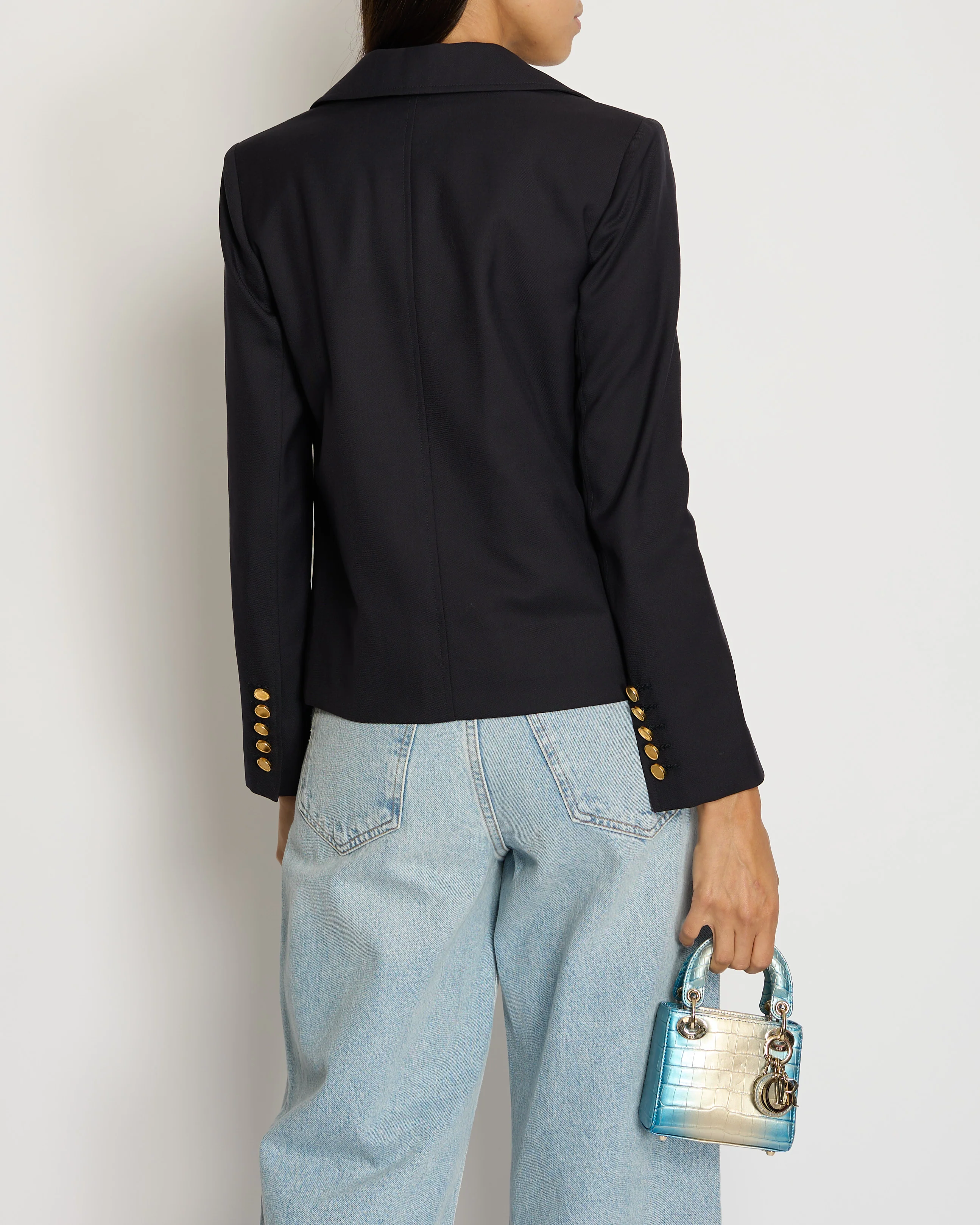 Saint Laurent Navy Double-Breasted Jacket with Gold Button Detail FR 34 (UK 6) - Image 3