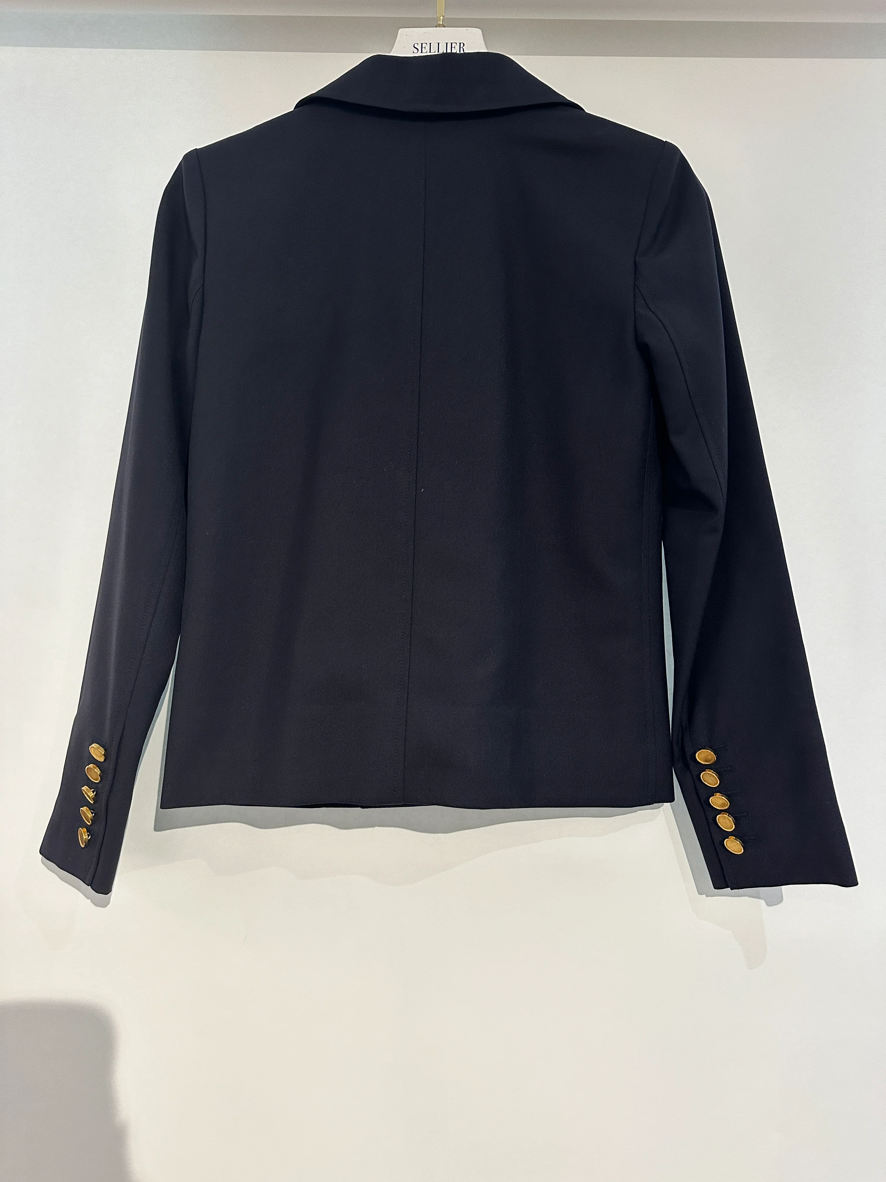 Saint Laurent Navy Double-Breasted Jacket with Gold Button Detail FR 34 (UK 6) - Image 7
