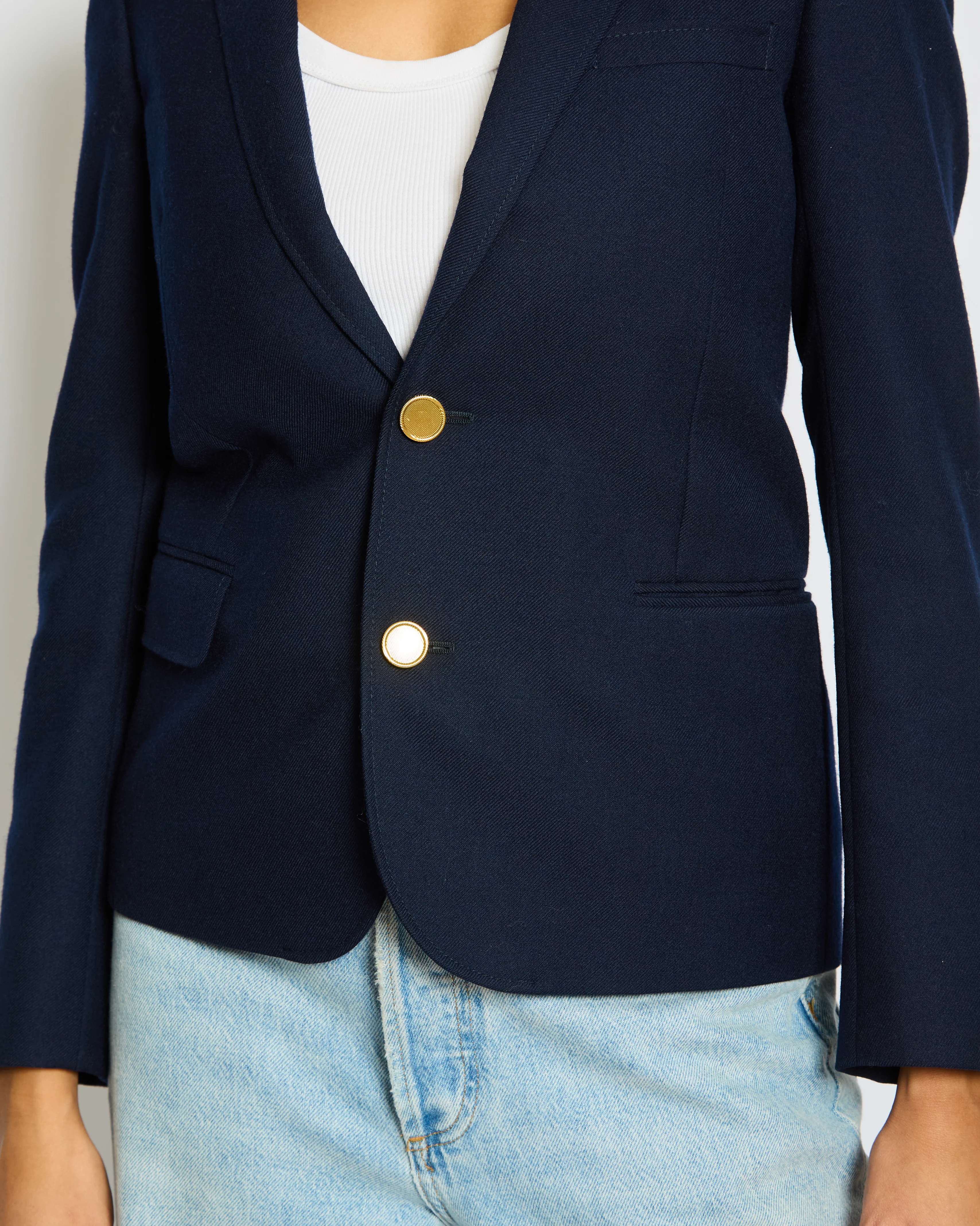 Saint Laurent Navy Single Breasted Blazer with Gold Button Details Size FR 34 (UK 6) - Image 2