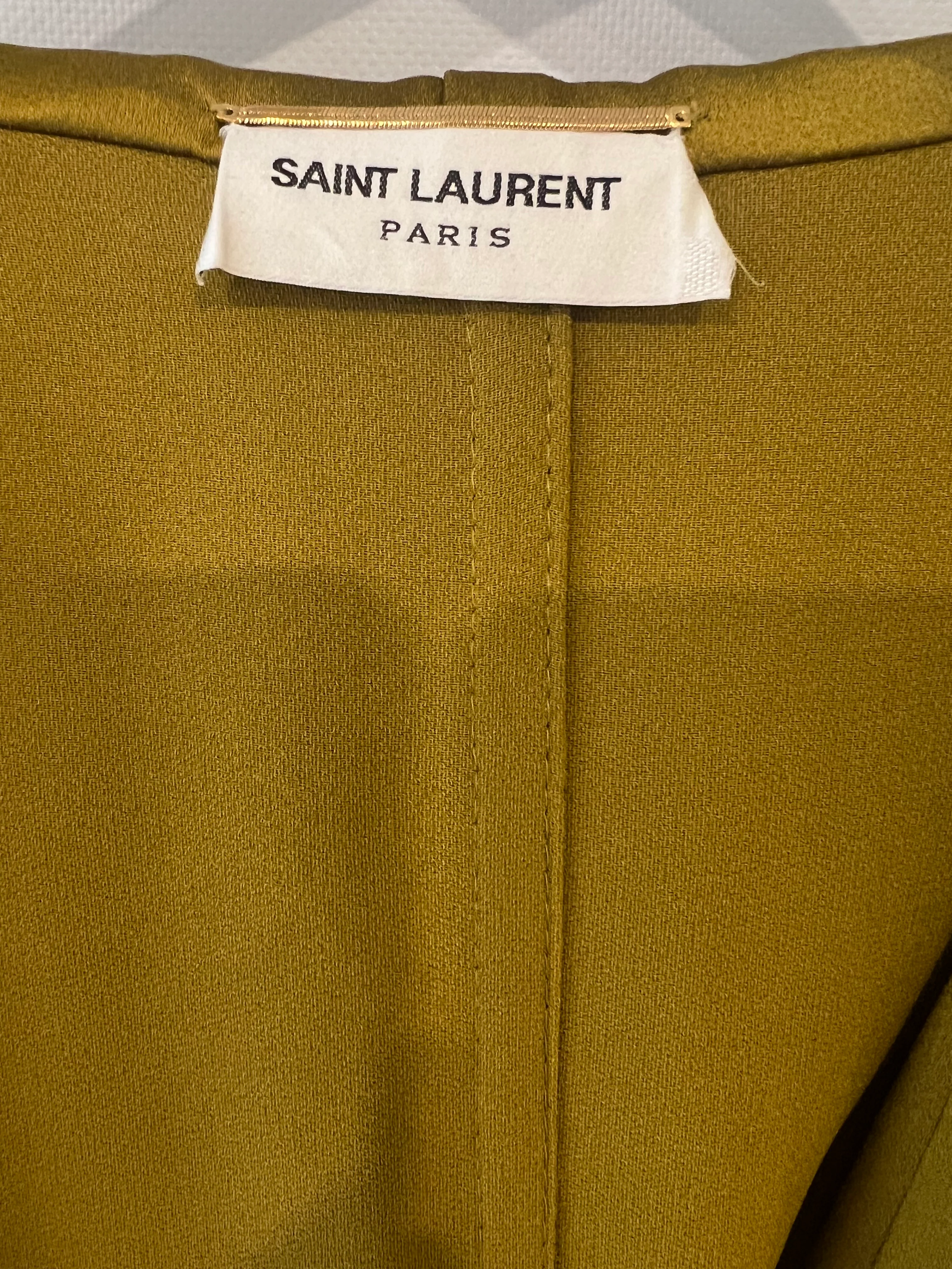 Saint Laurent Olive Green Silk Belted Jacket and Trouser Set with Hood Size FR 36/38 (UK 8/10) - Image 5