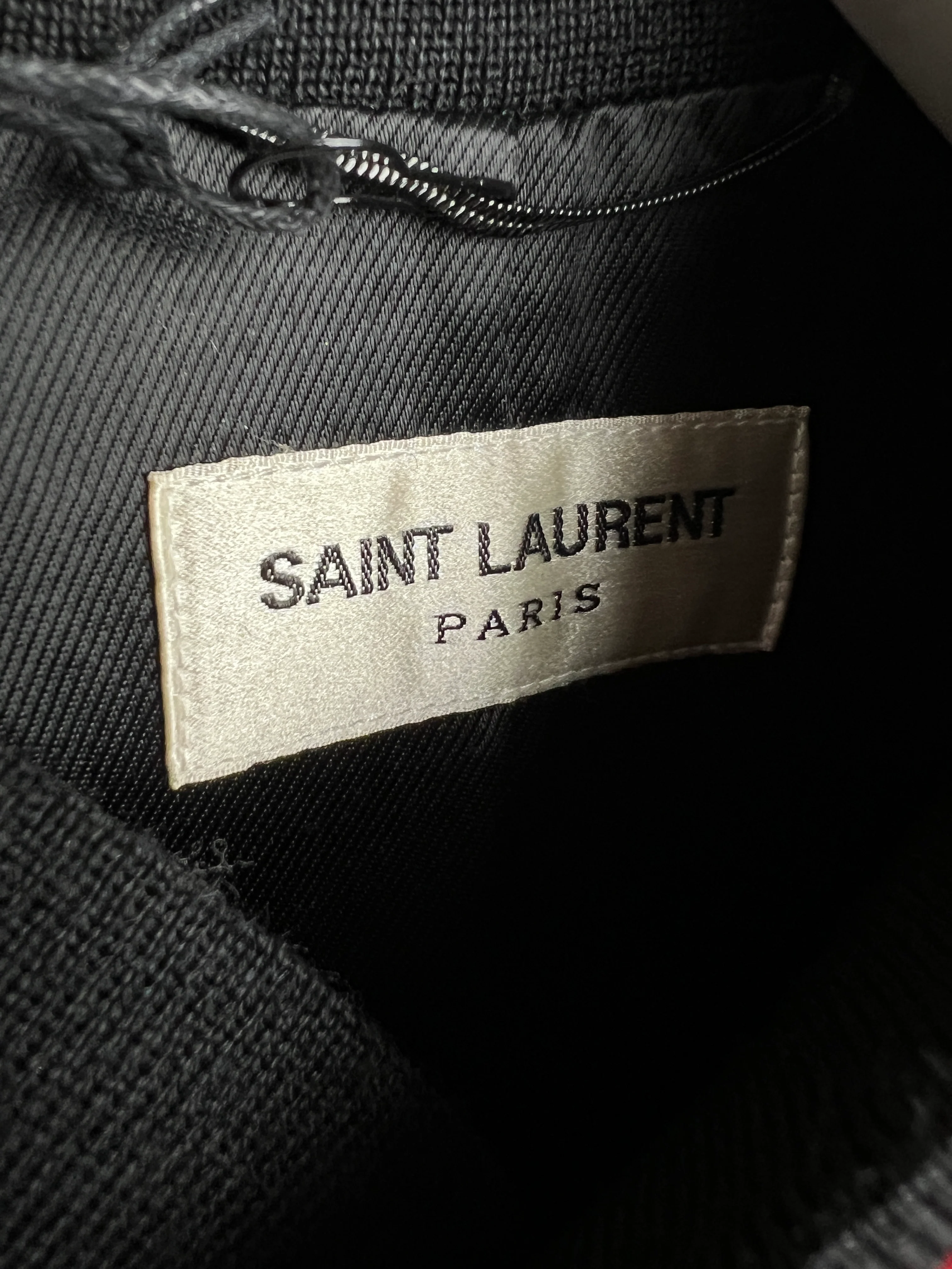 Saint Laurent Red and Black Silk Bomber Jacket with Glitter Patches Size FR 36 (UK 8) - Image 13
