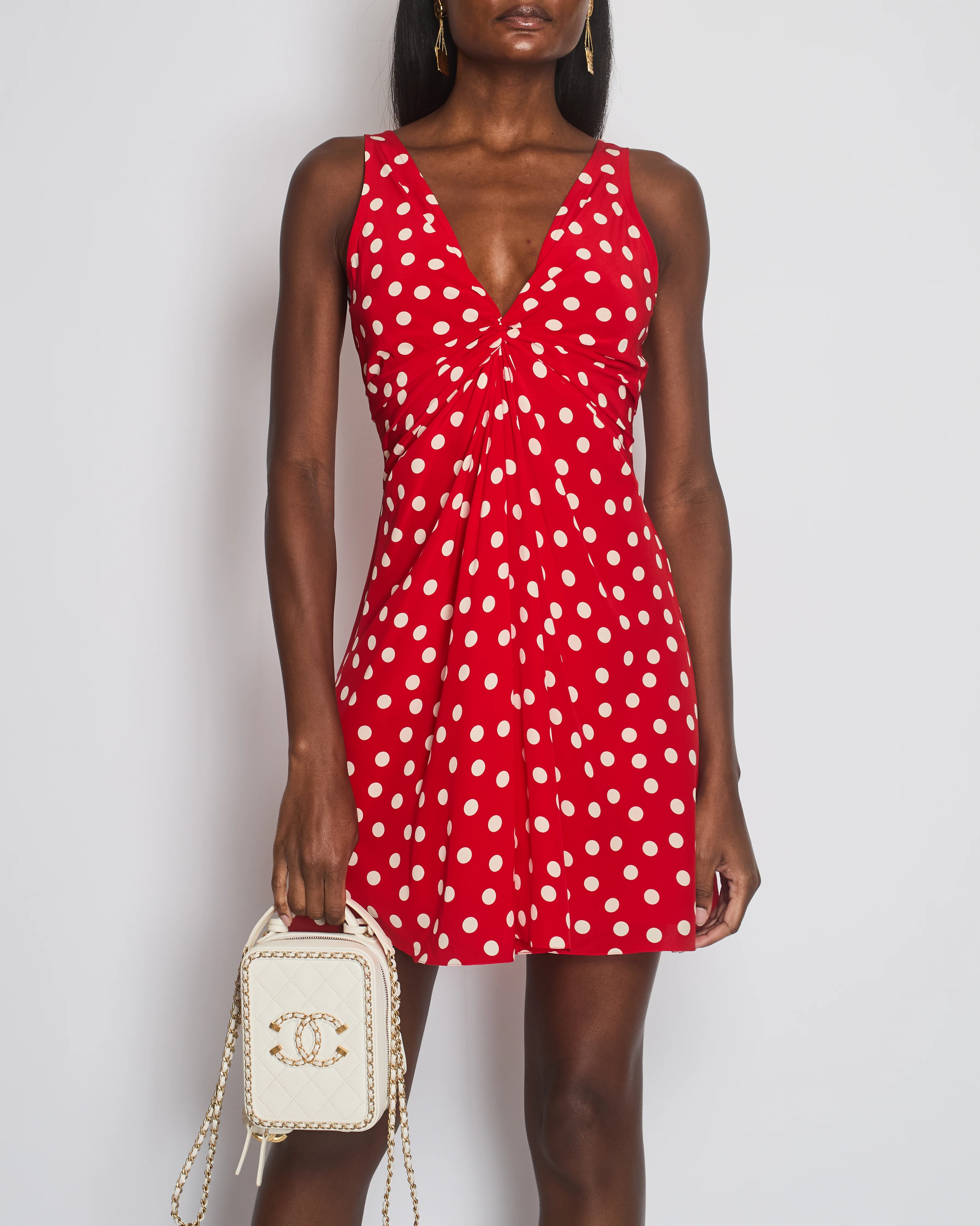 Saint Laurent Red Polkadot Sleeveless Mini Dress Size FR 36 (UK 8) - Image 3