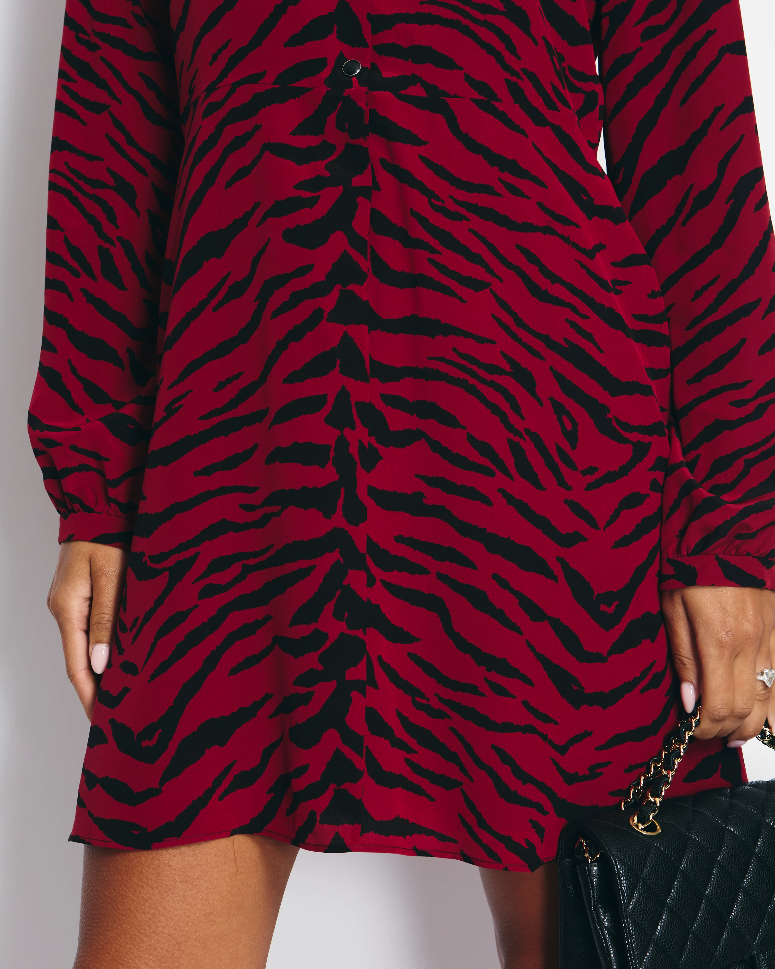 Saint Laurent Red Zebra Print Long Sleeve Midi Dress FR 38 (UK 10) - Image 4
