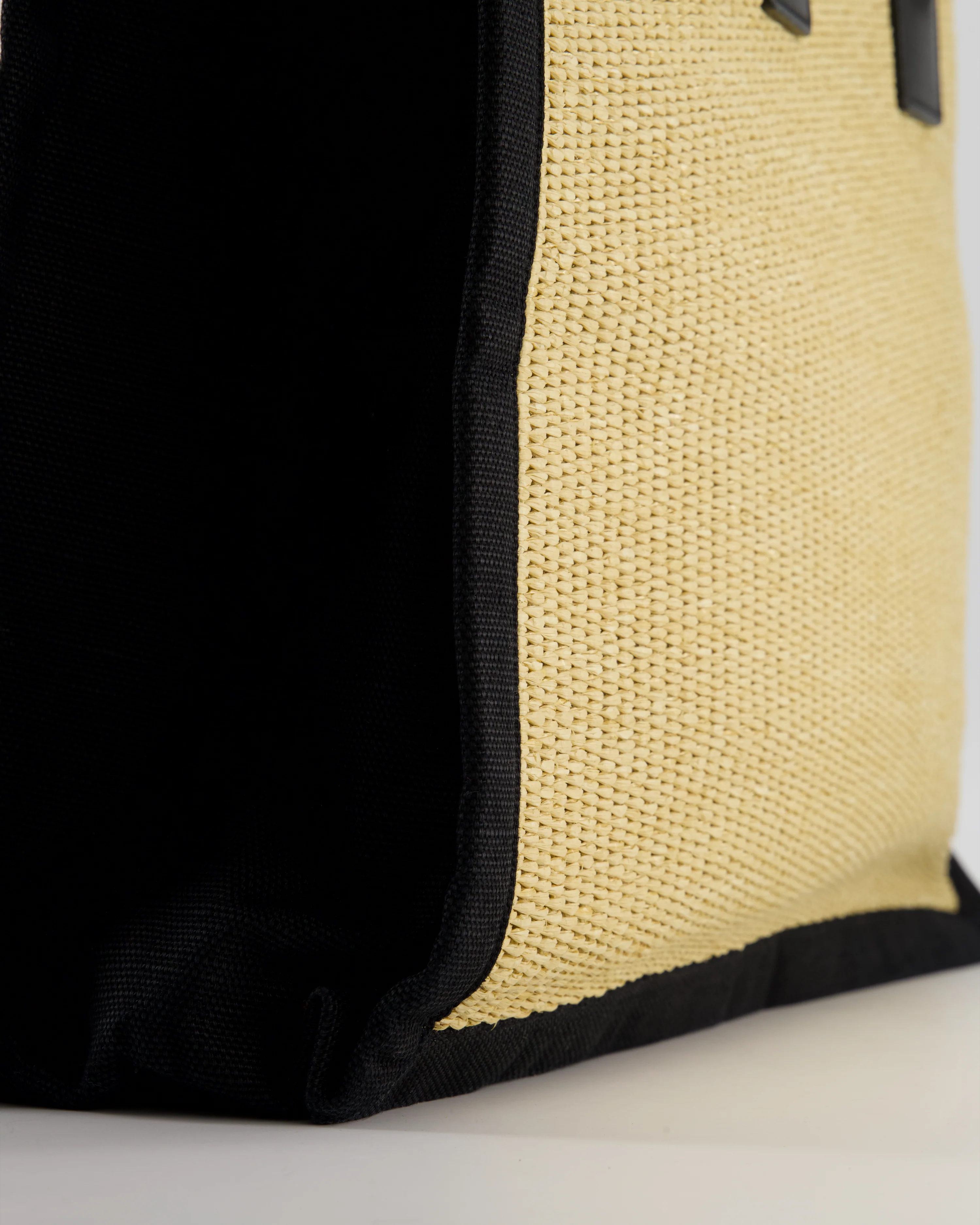 Saint Laurent Rive Gauche Beige and Black Raffia Tote Bag with Silver Hardware - Image 10