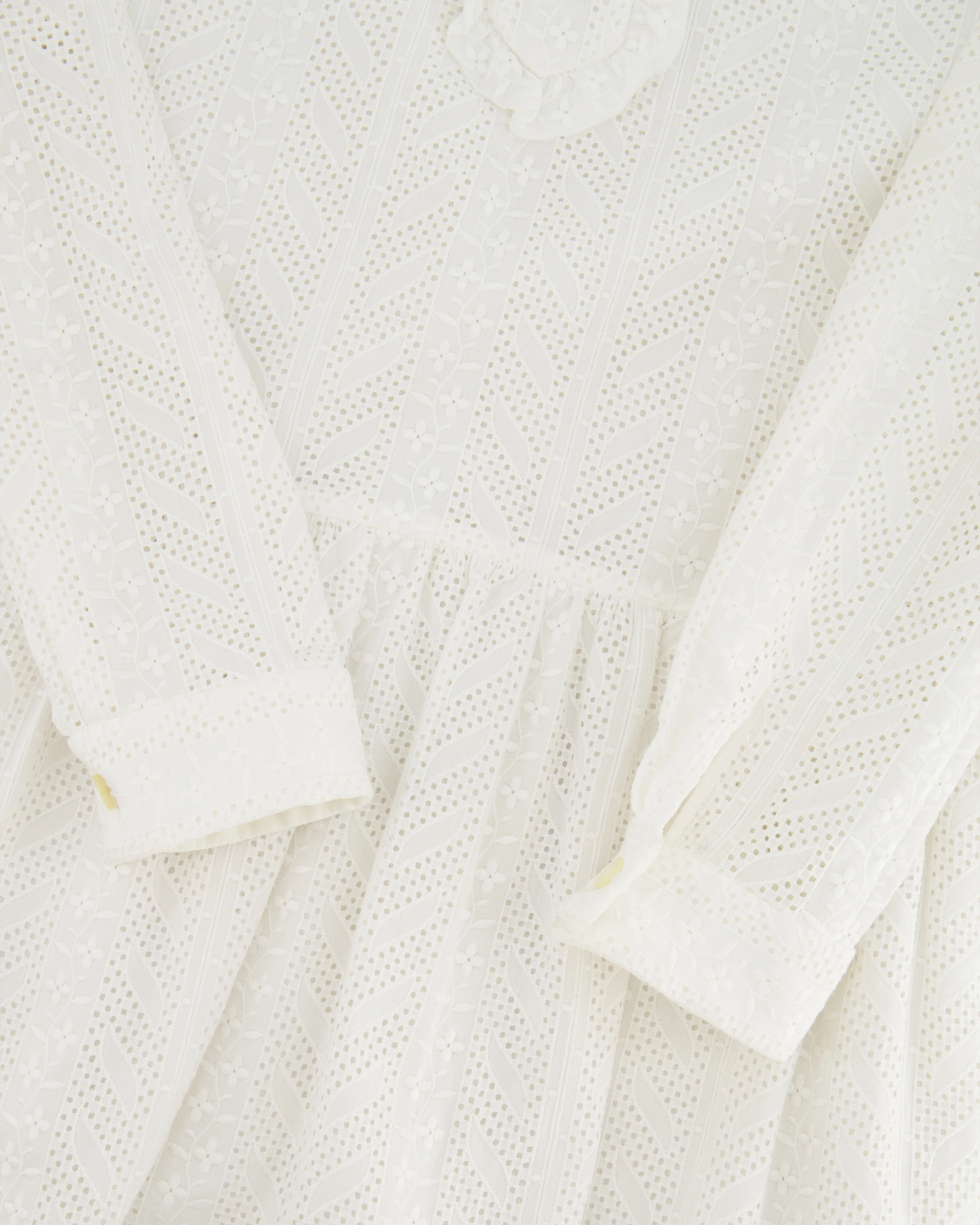 Saint Laurent White Embroidered Long-Sleeve Mini Dress with Collar Detail Size M (UK 10) - Image 7