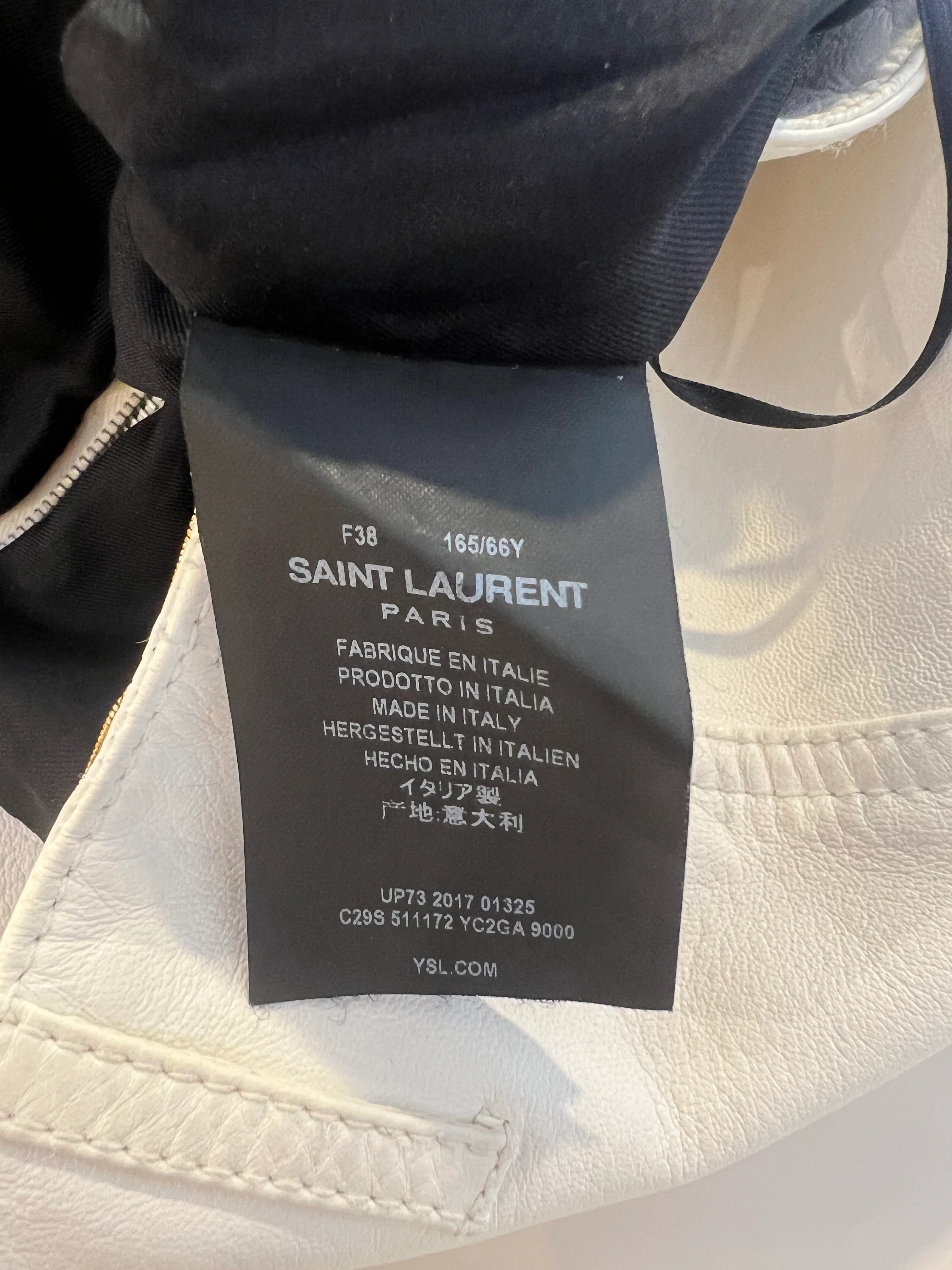 Saint Laurent White Lambskin Leather Mini Skirt with Silver Zipper Detail Size FR 38 (UK 10) - Image 13