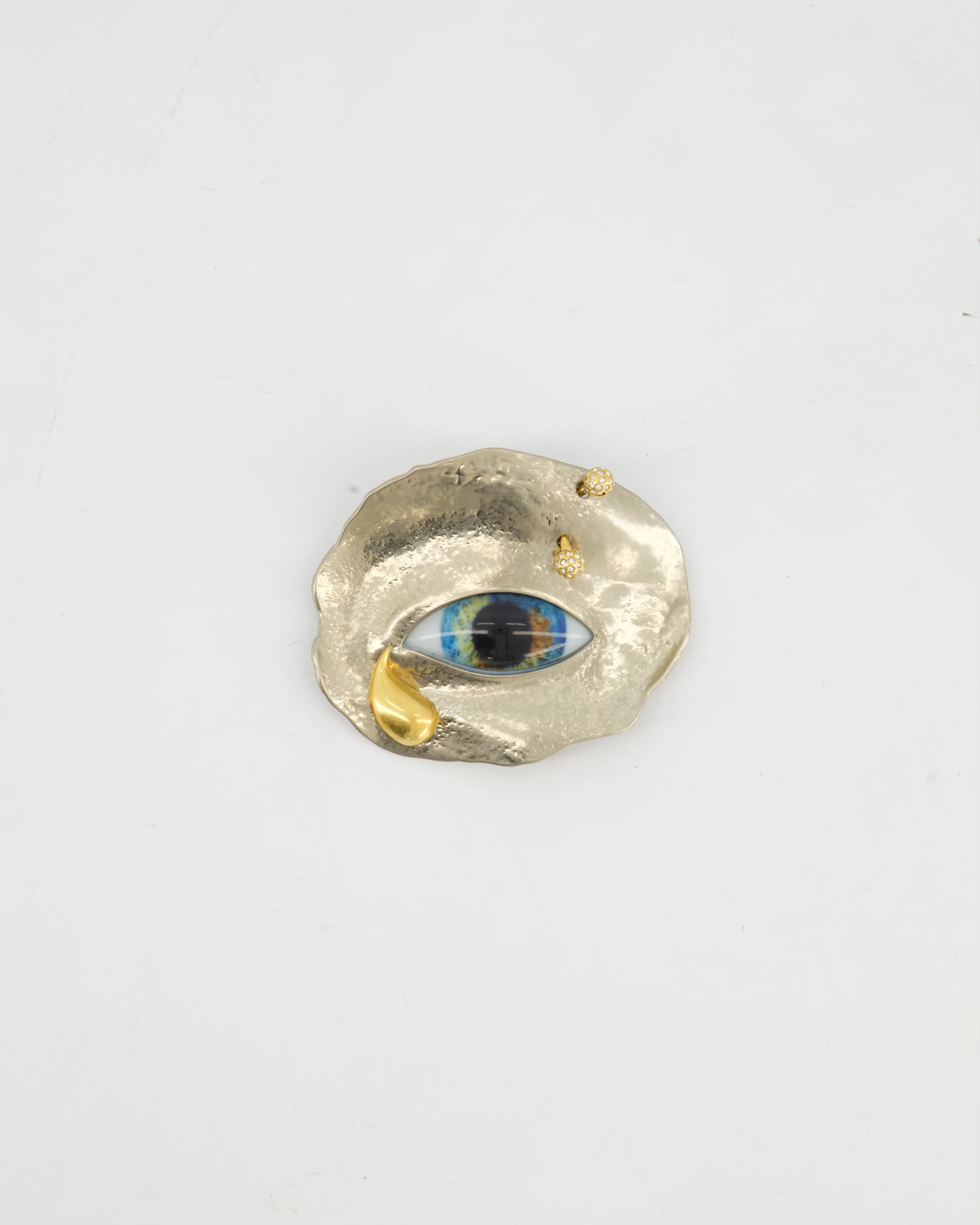 Schiaparelli Crystal and Resin Visage Brooch Palladium-Plated and Gold-Tone Metal - Image 3