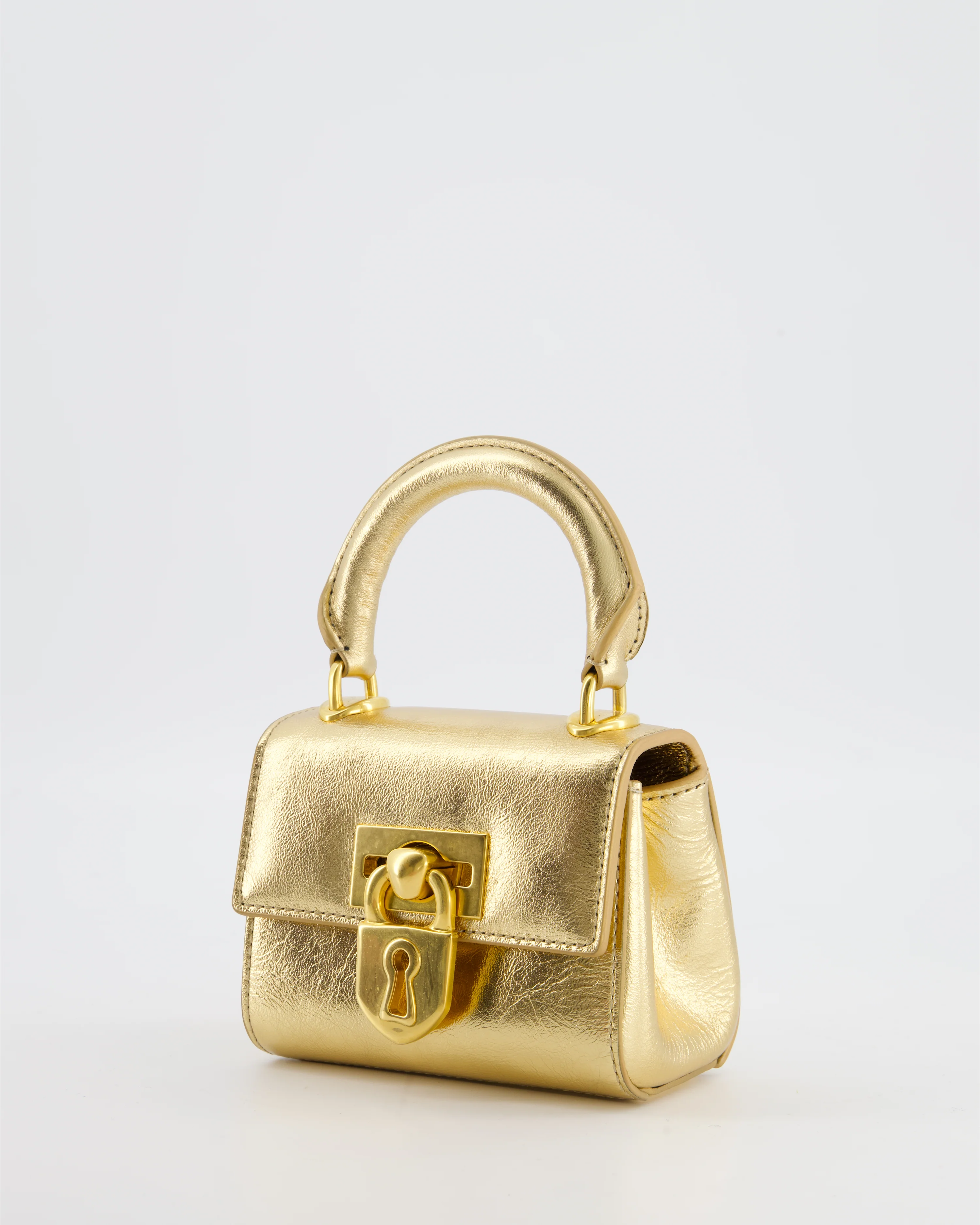 Schiaparelli Micro Secret Bag in Gold Calfskin Leather with Gold Hardware - Image 10
