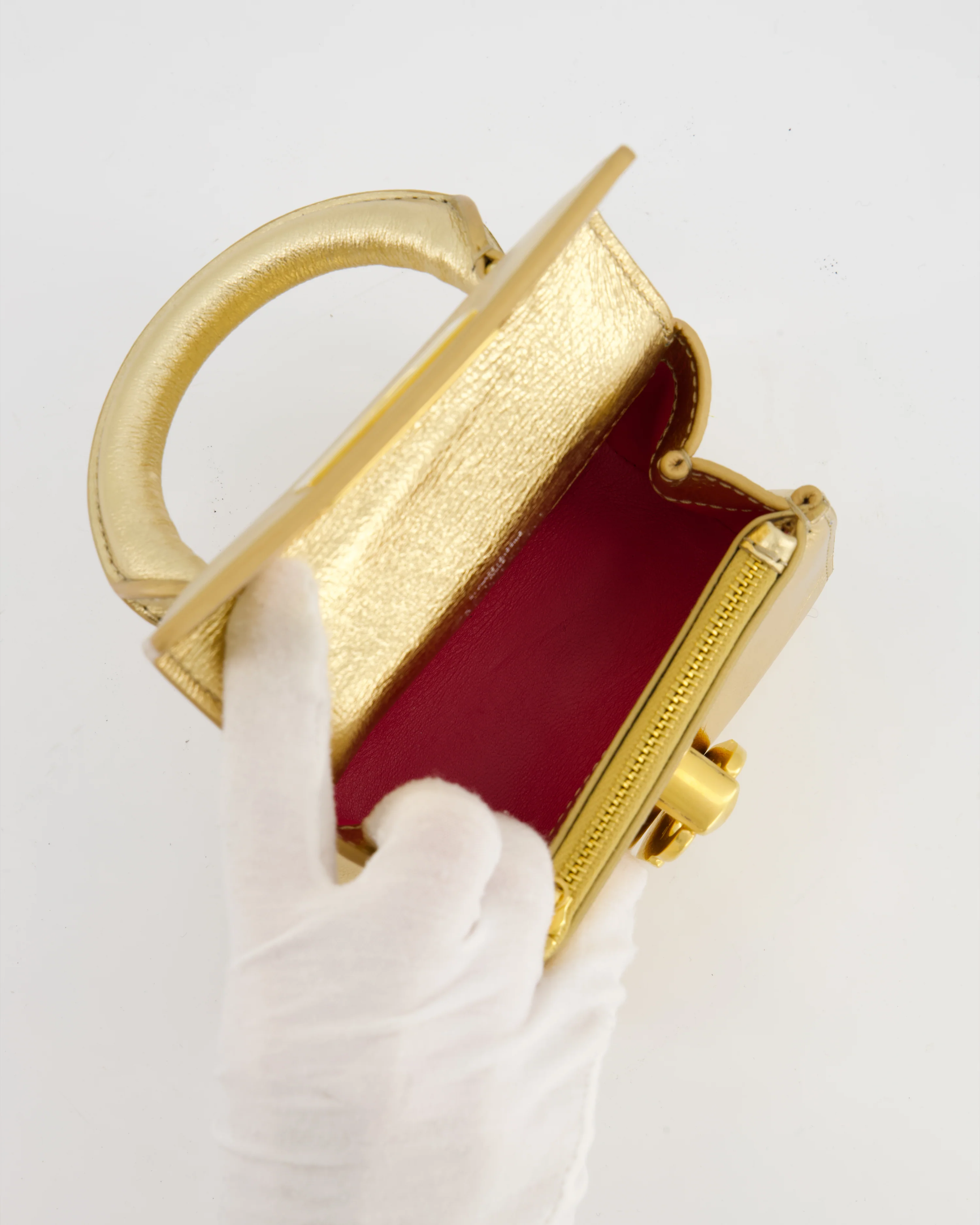 Schiaparelli Micro Secret Bag in Gold Calfskin Leather with Gold Hardware - Image 12