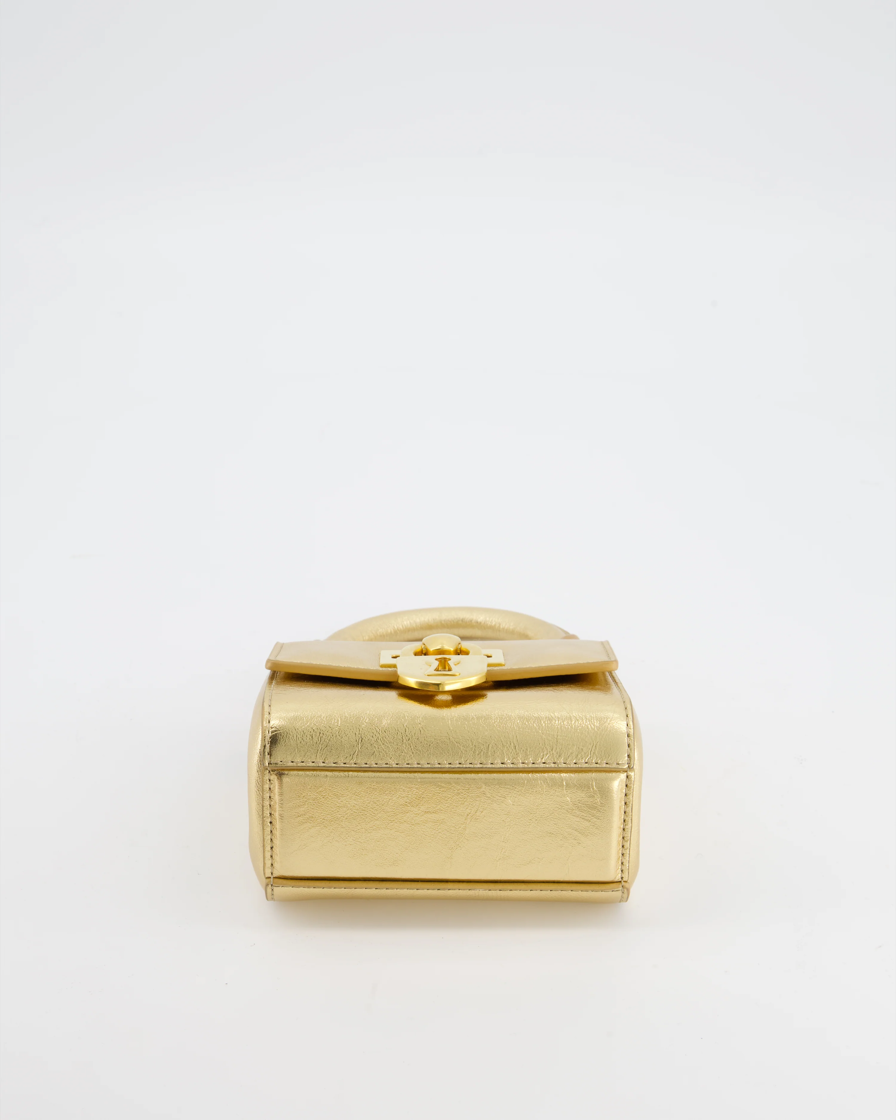 Schiaparelli Micro Secret Bag in Gold Calfskin Leather with Gold Hardware - Image 13