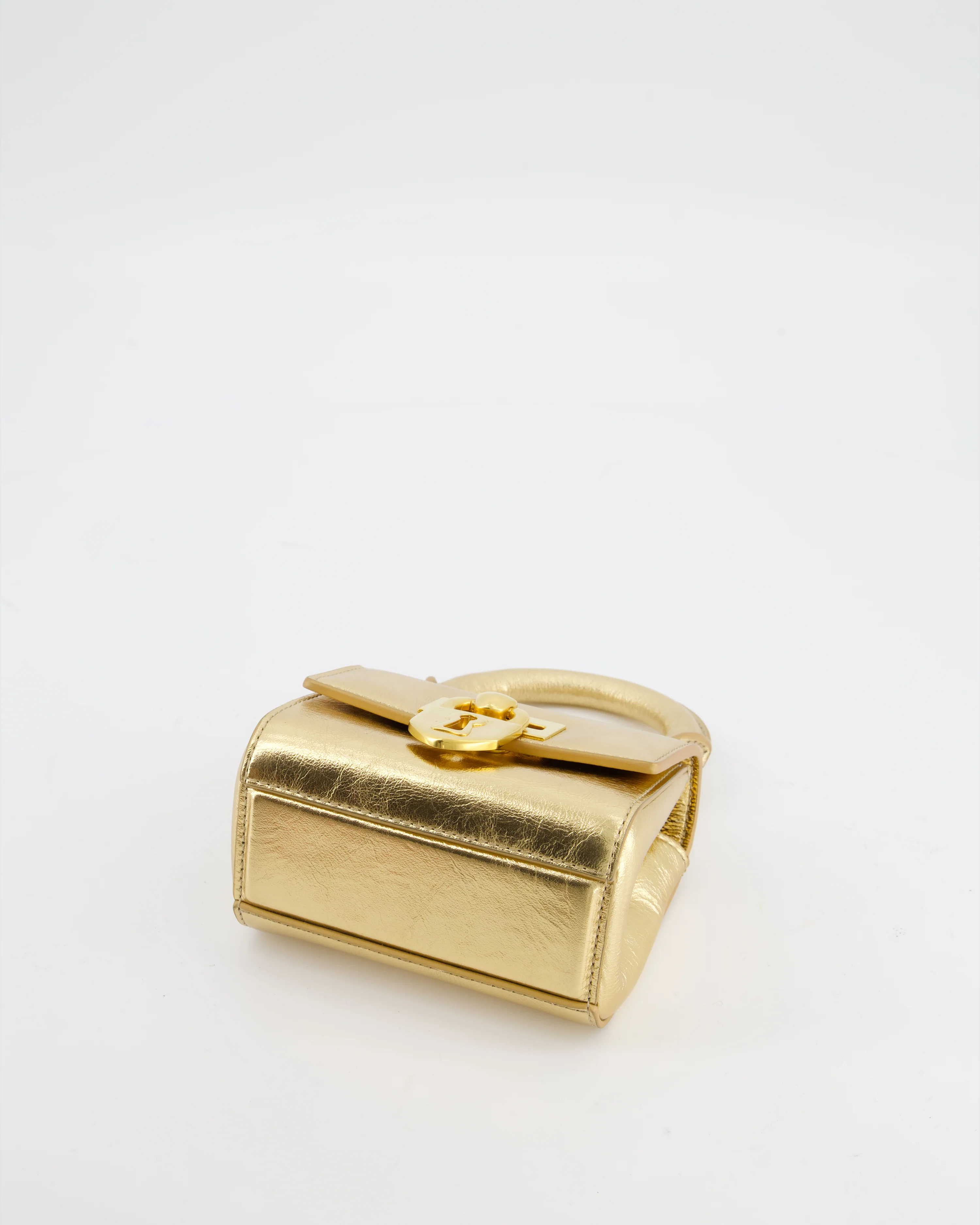 Schiaparelli Micro Secret Bag in Gold Calfskin Leather with Gold Hardware - Image 14
