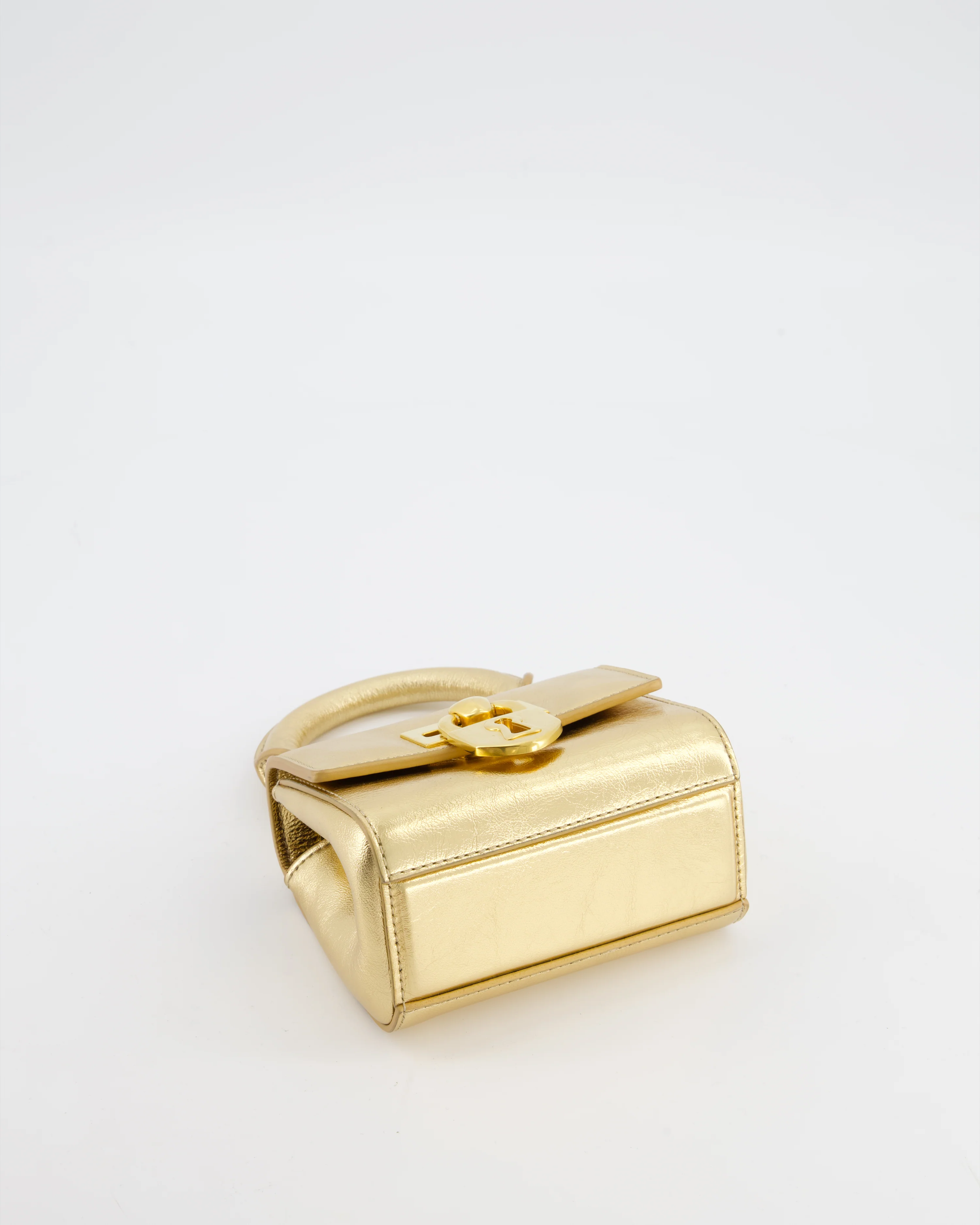 Schiaparelli Micro Secret Bag in Gold Calfskin Leather with Gold Hardware - Image 15