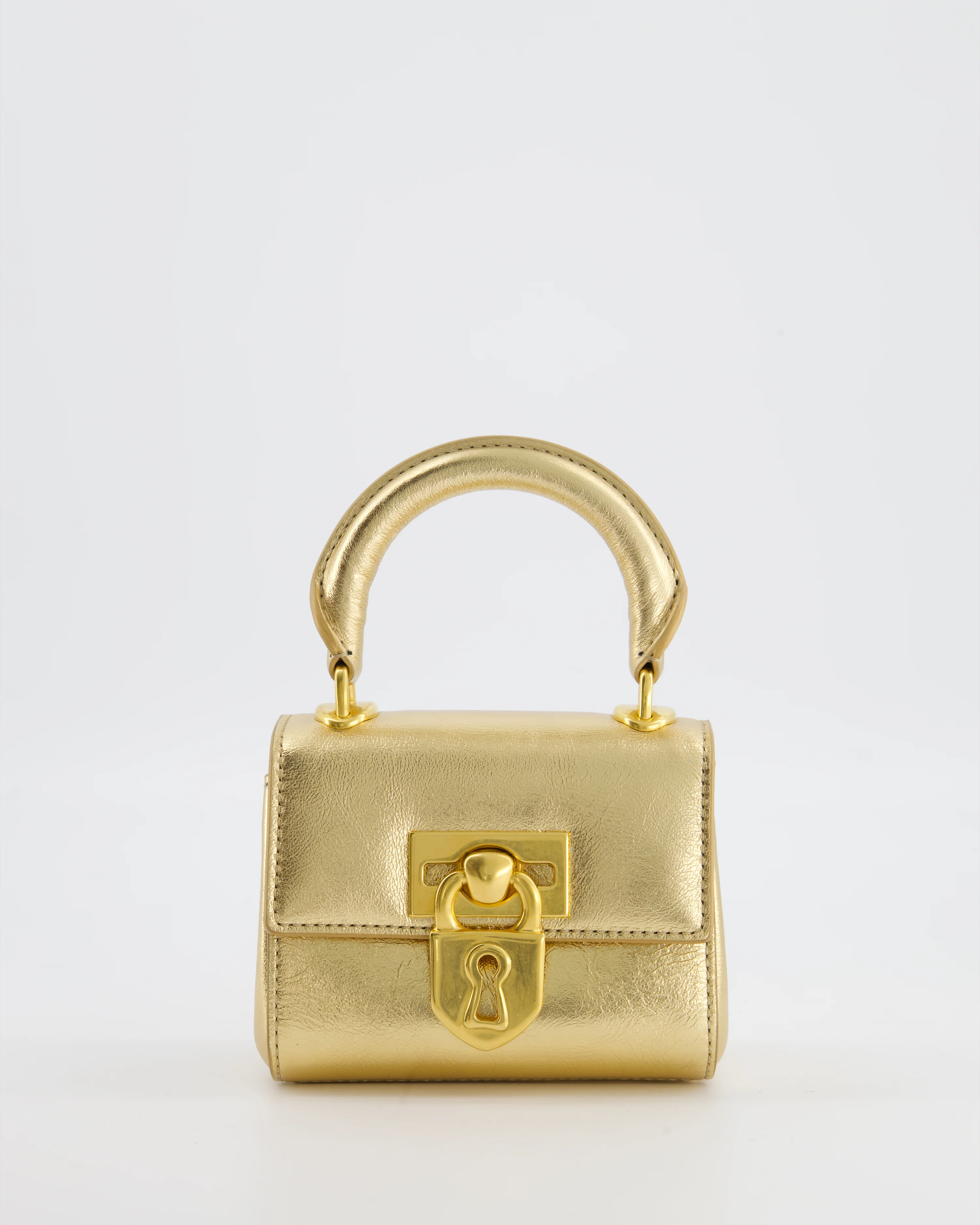 Schiaparelli Micro Secret Bag in Gold Calfskin Leather with Gold Hardware - Image 3