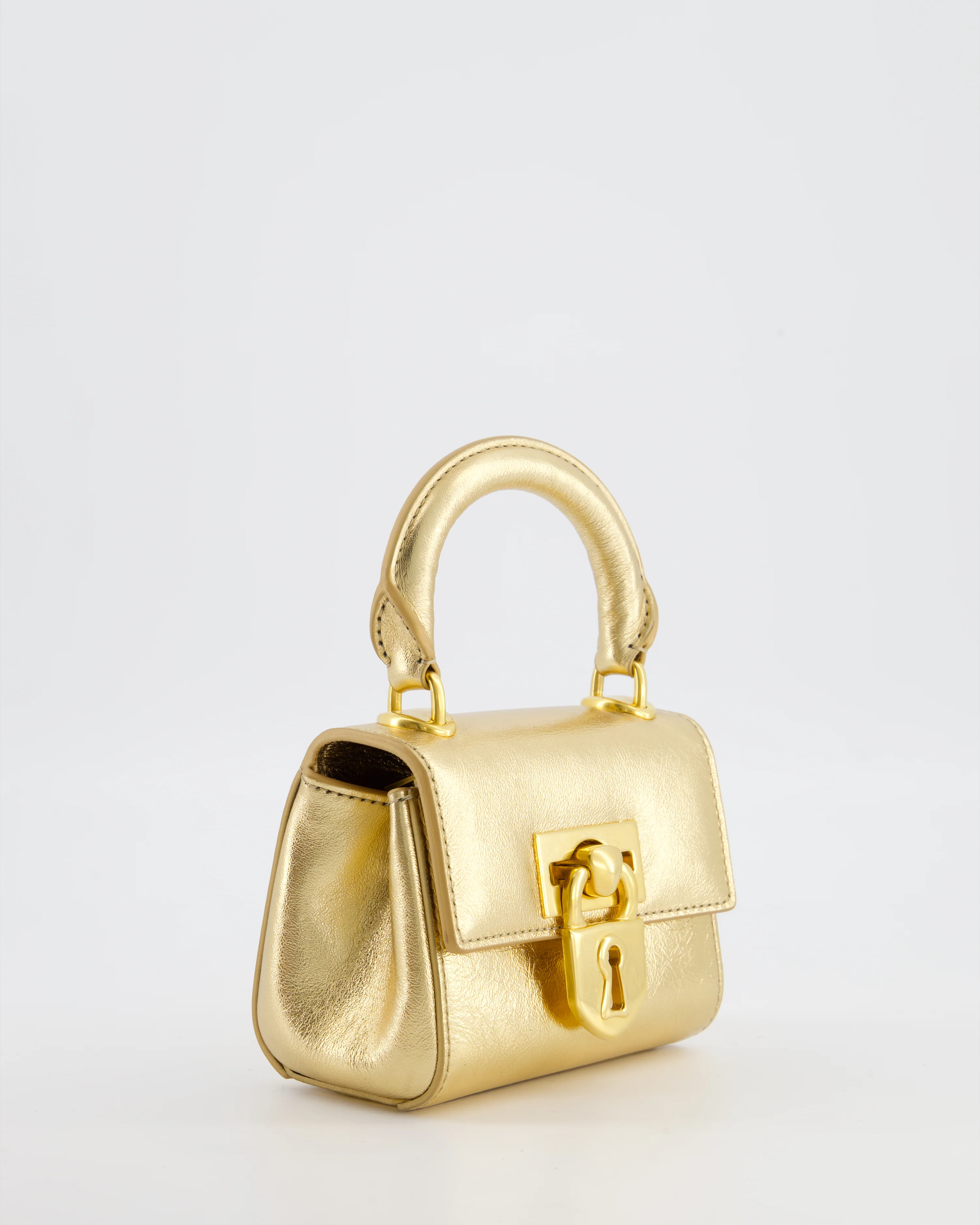 Schiaparelli Micro Secret Bag in Gold Calfskin Leather with Gold Hardware - Image 4