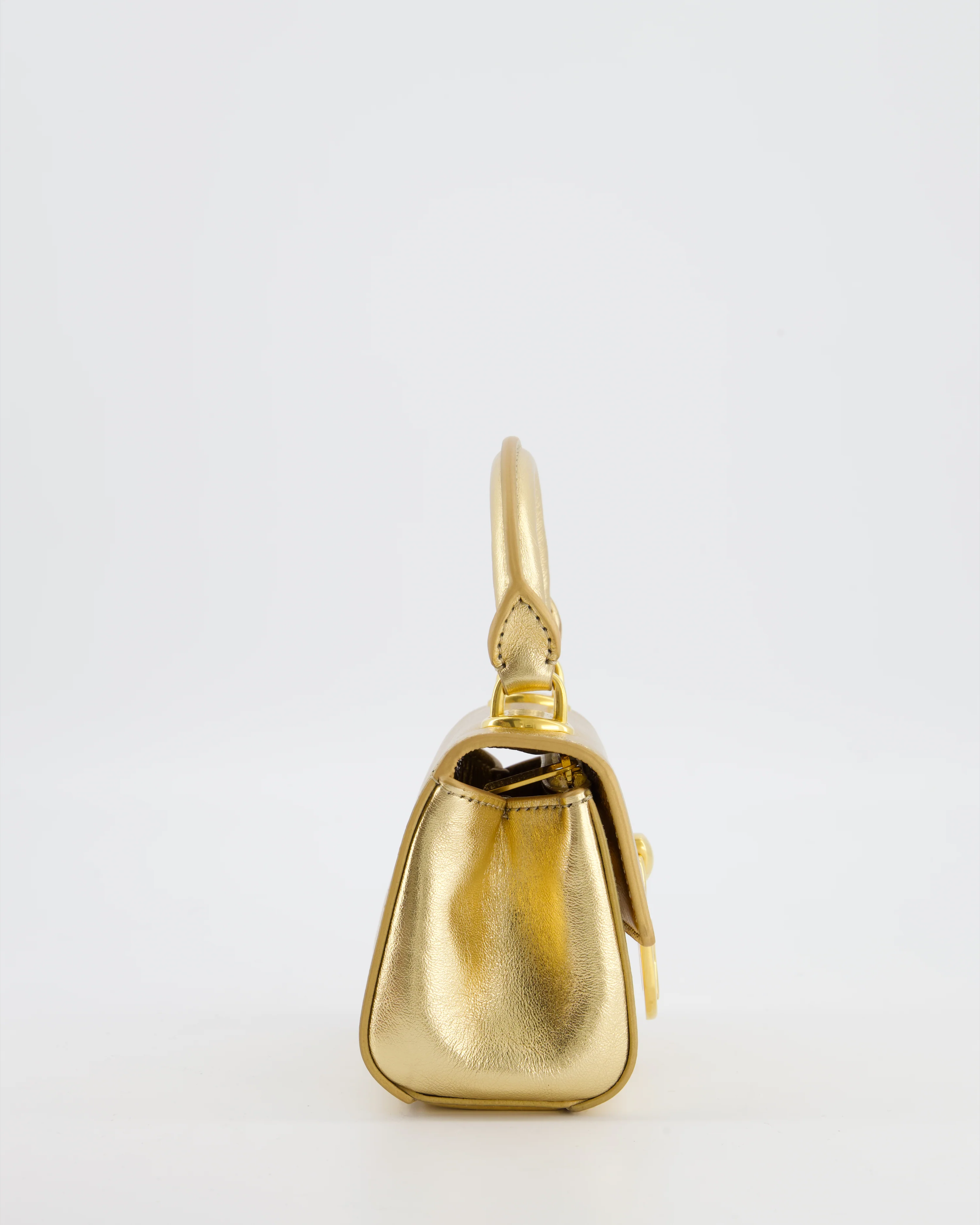 Schiaparelli Micro Secret Bag in Gold Calfskin Leather with Gold Hardware - Image 5