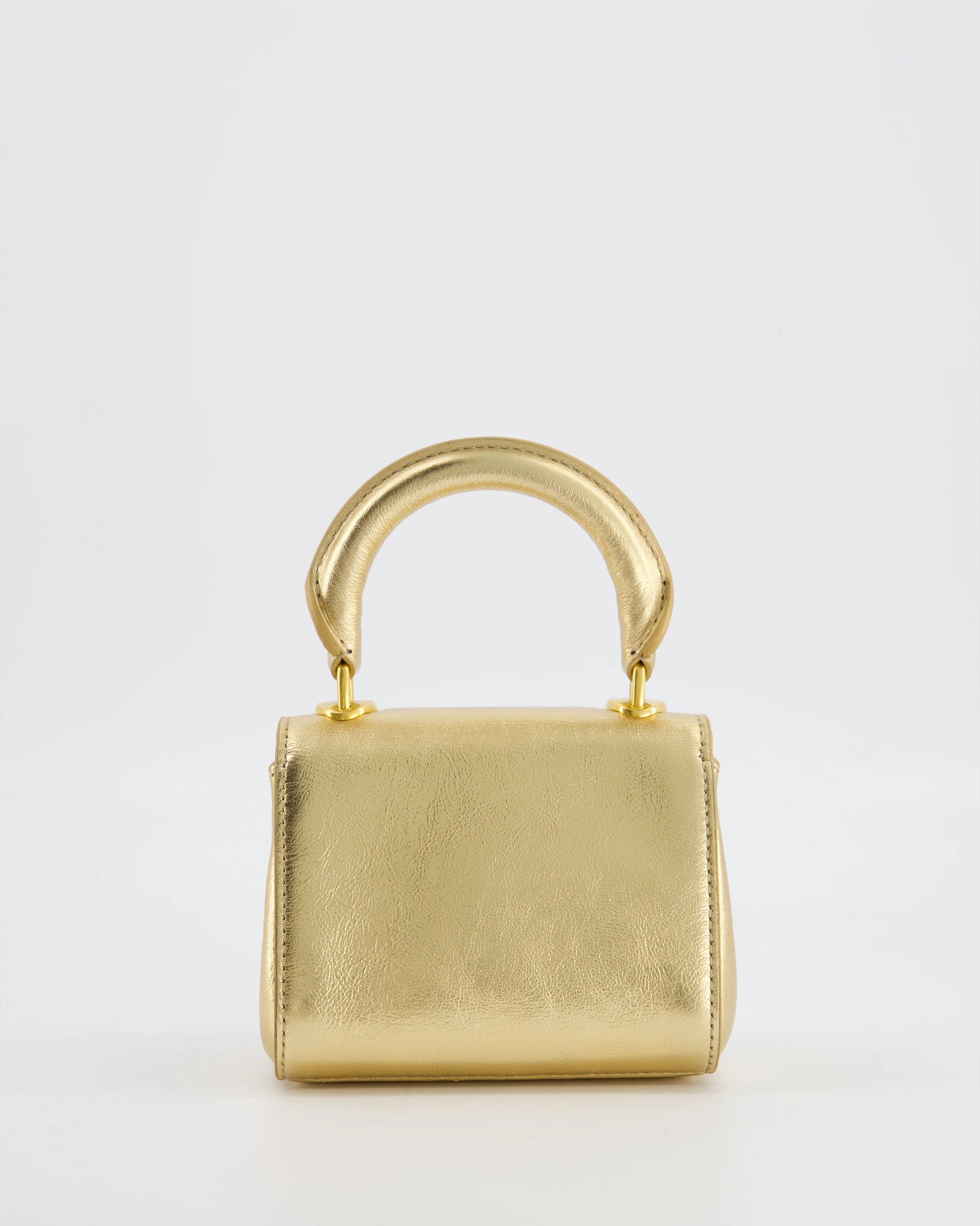 Schiaparelli Micro Secret Bag in Gold Calfskin Leather with Gold Hardware - Image 7