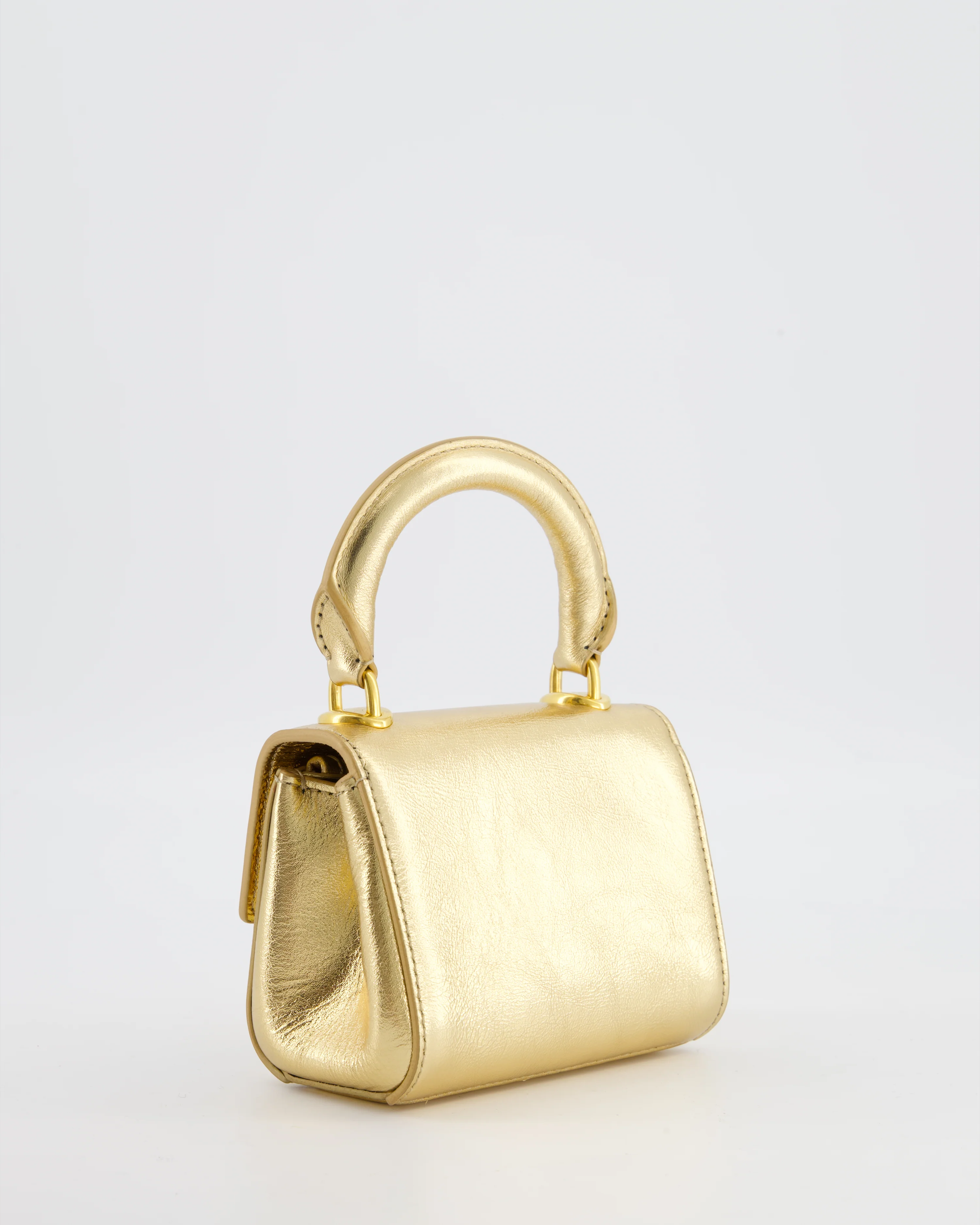 Schiaparelli Micro Secret Bag in Gold Calfskin Leather with Gold Hardware - Image 8
