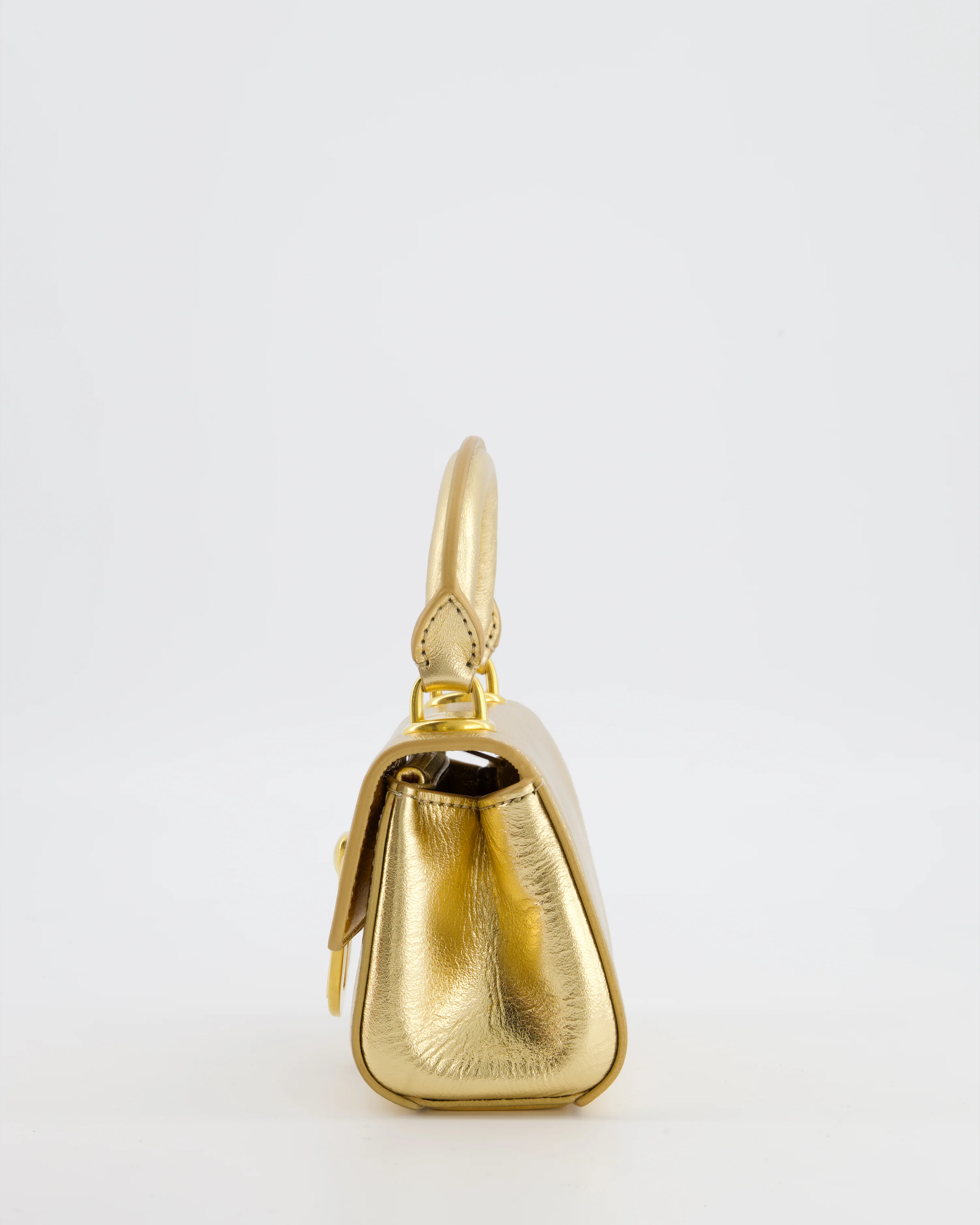 Schiaparelli Micro Secret Bag in Gold Calfskin Leather with Gold Hardware - Image 9