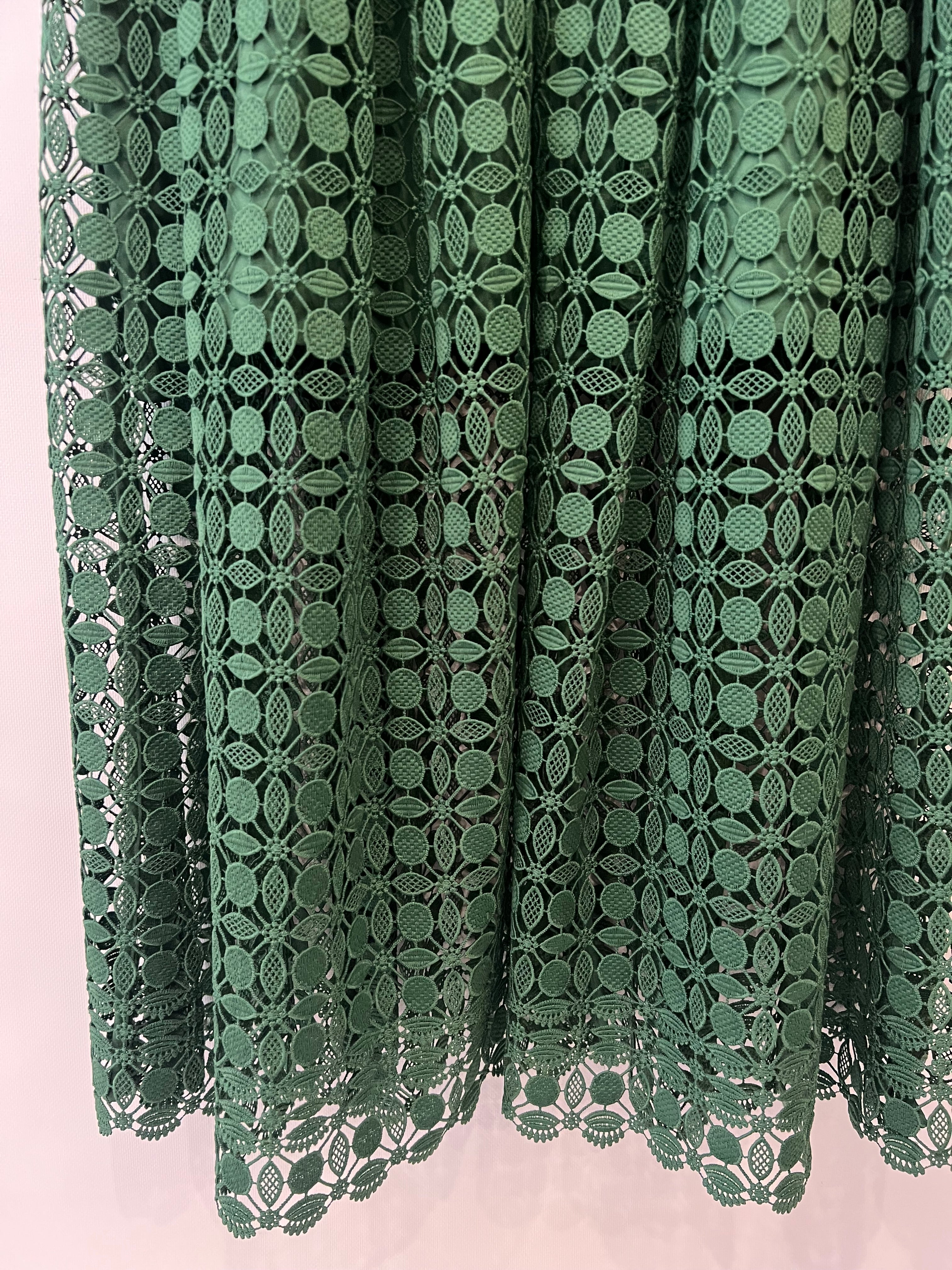 Self Portrait Green Lace Short Sleeved Midi Dress Size UK 14 - Image 12