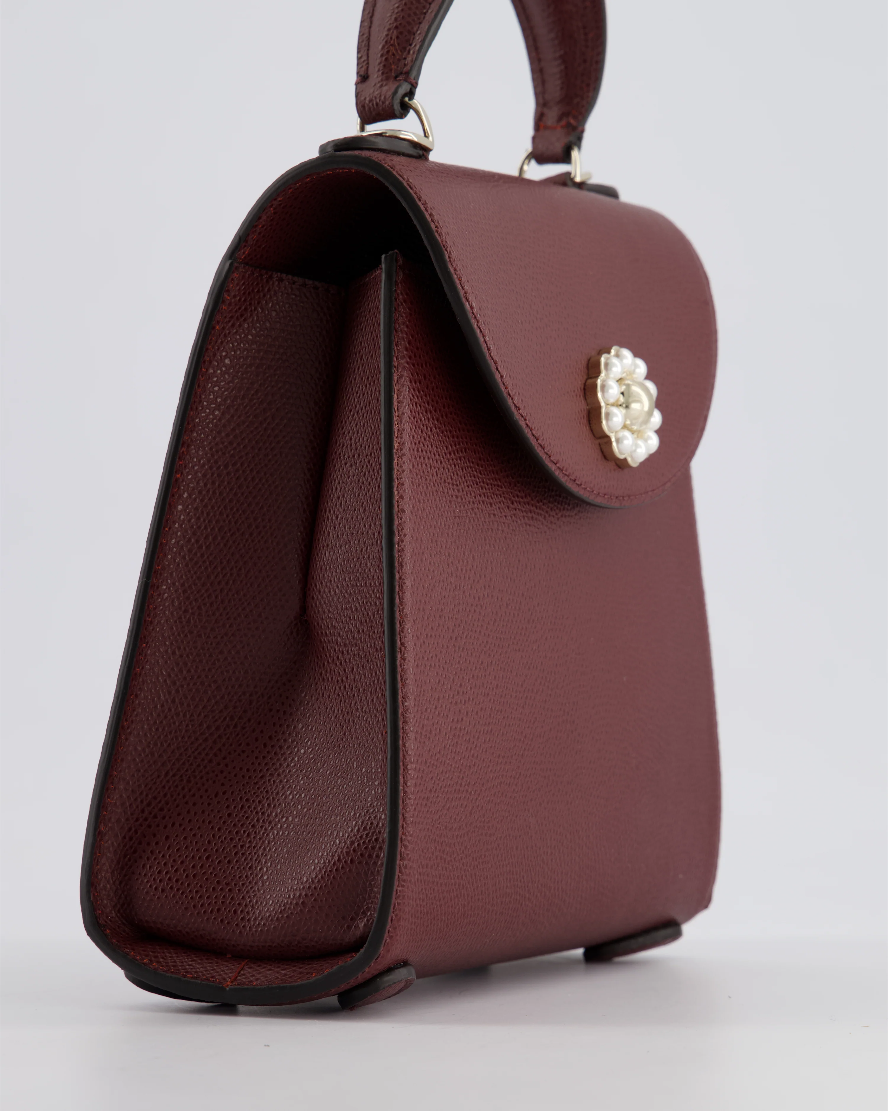 Simone Rocha Oxblood Valentine Bag in Grained Calfskin Leather with Silver Hardware RRP £1,195 - Image 10