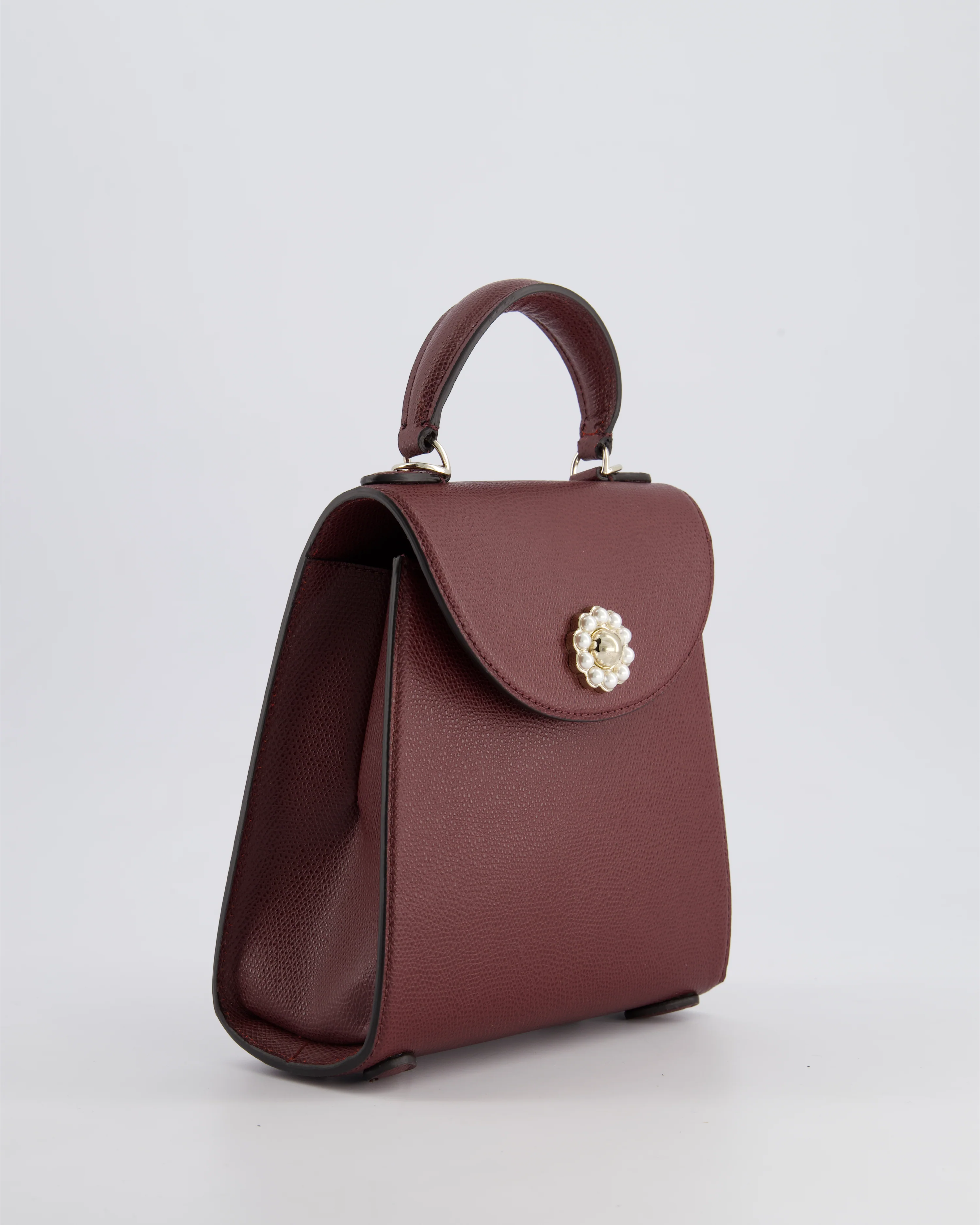 Simone Rocha Oxblood Valentine Bag in Grained Calfskin Leather with Silver Hardware RRP £1,195 - Image 3