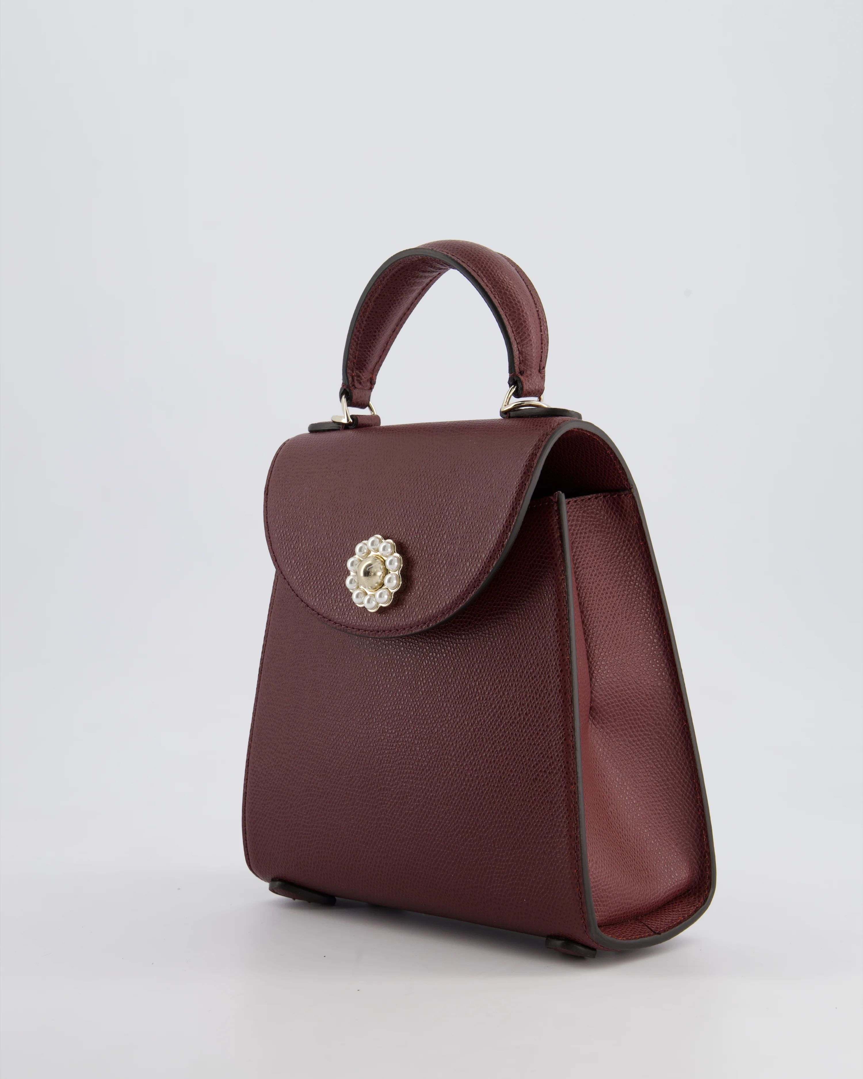 Simone Rocha Oxblood Valentine Bag in Grained Calfskin Leather with Silver Hardware RRP £1,195 - Image 9