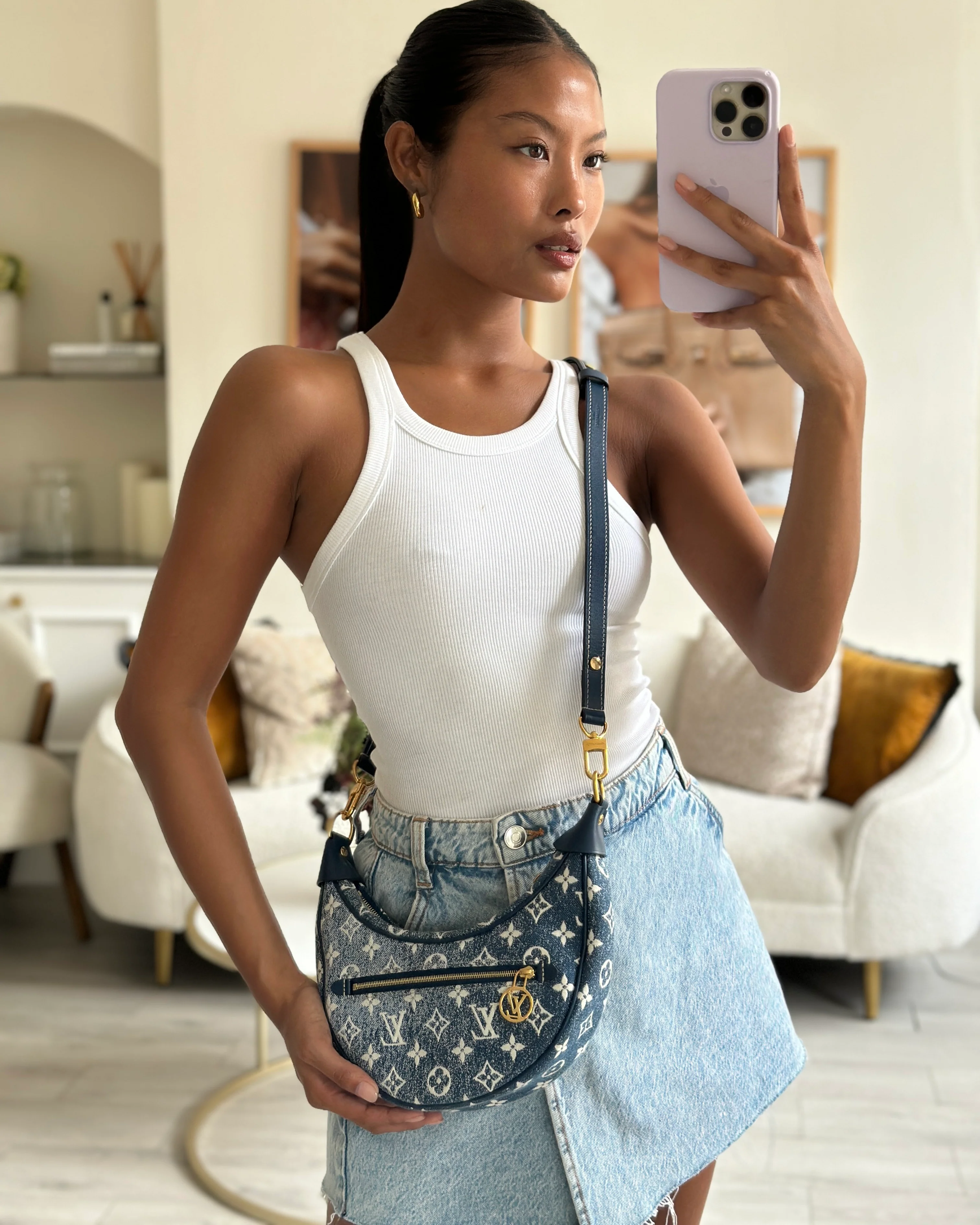 *HOT* Louis Vuitton Denim Monogram Loop Bag - Image 3