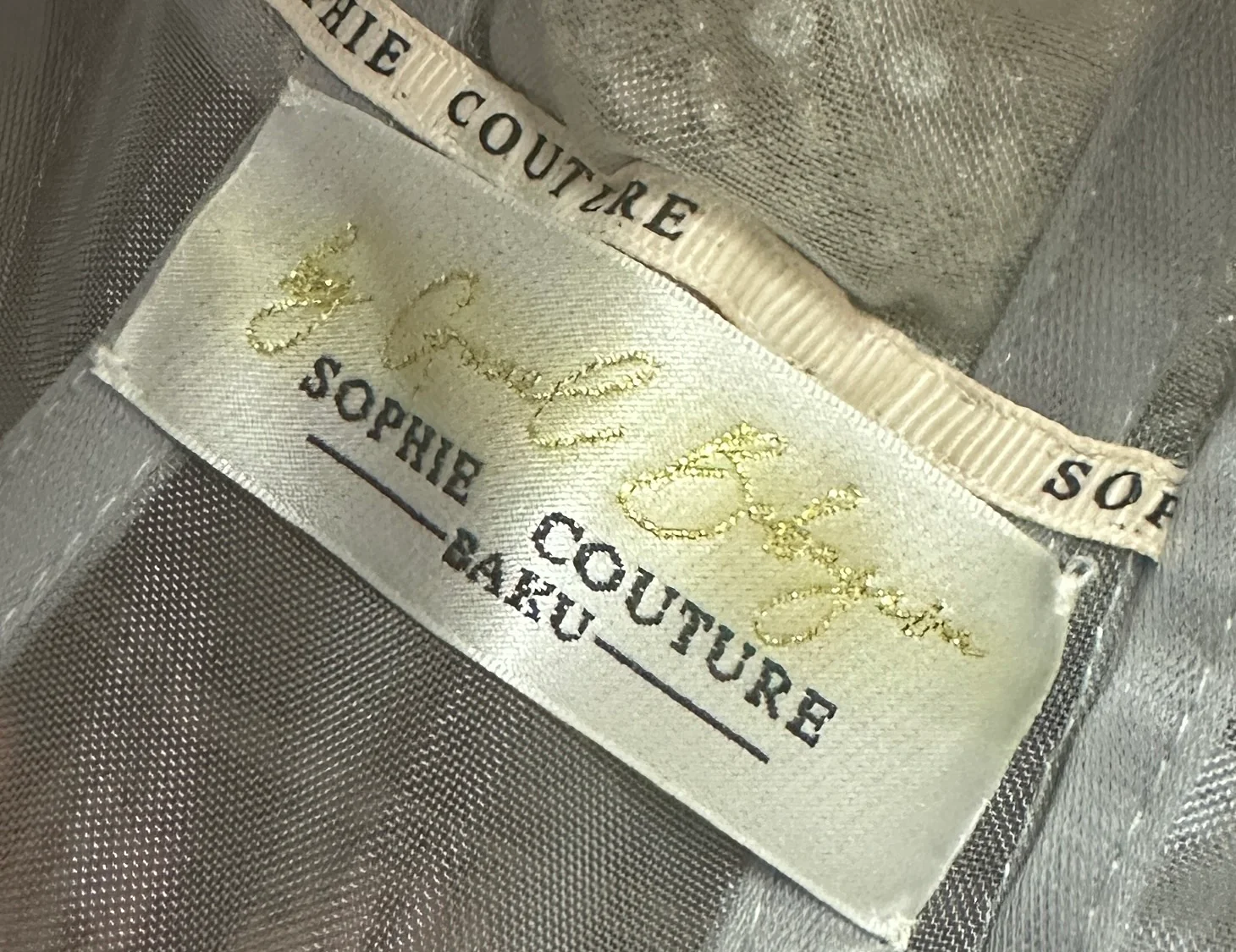 Sophie Couture Light Grey Hand Beaded Strapless Bodice Gown with Silver Leaf Embellishments  IT 40 (UK 8) - Image 13