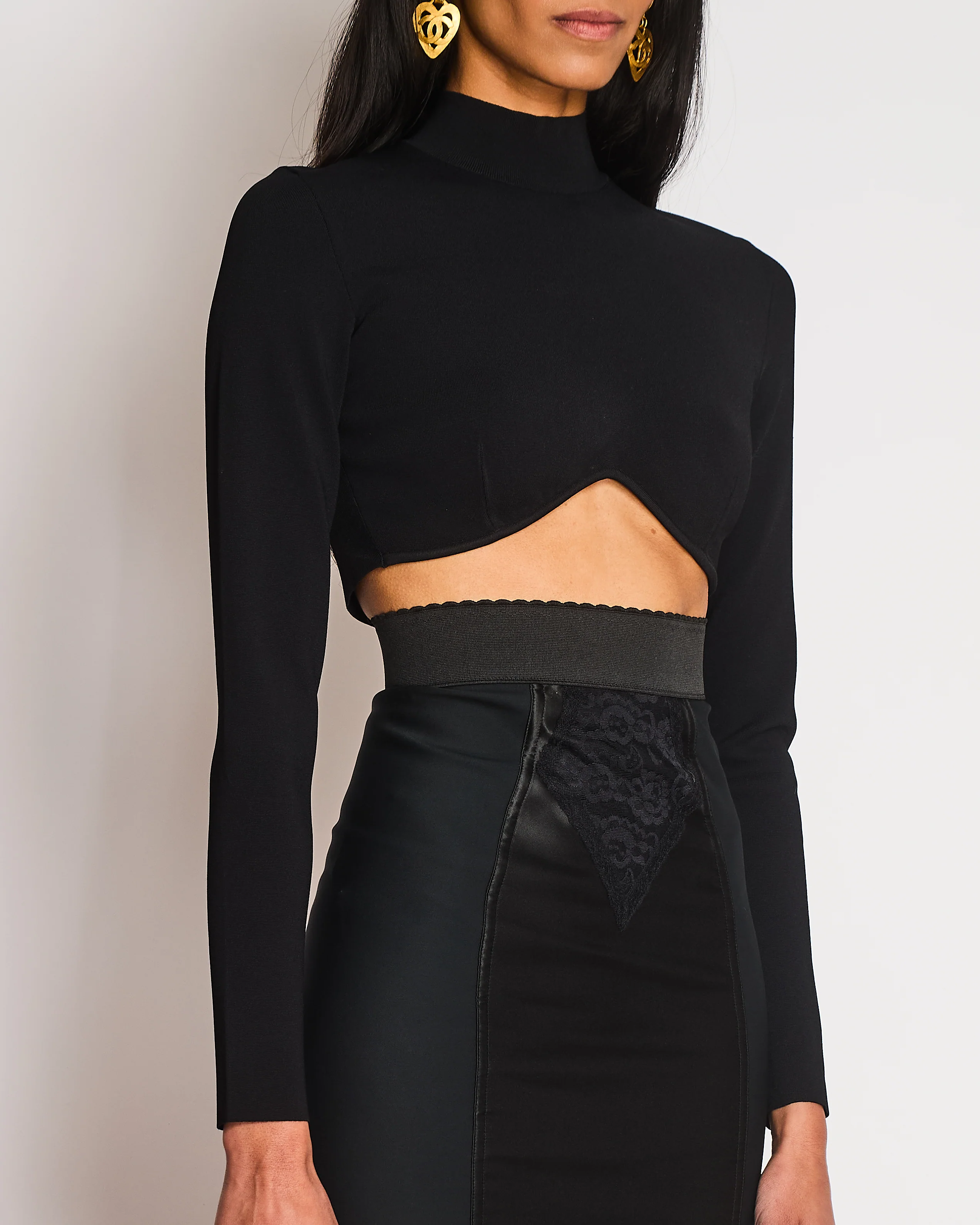 Stella McCartney Black Miracle Long-Sleeve Compact Knit Top Size S (UK 6/8) RRP £890 - Image 2