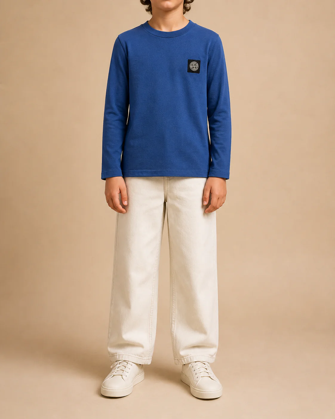 Stone Island Kids Blue Long-Sleeve T-Shirt with Logo Detail Size 10 years