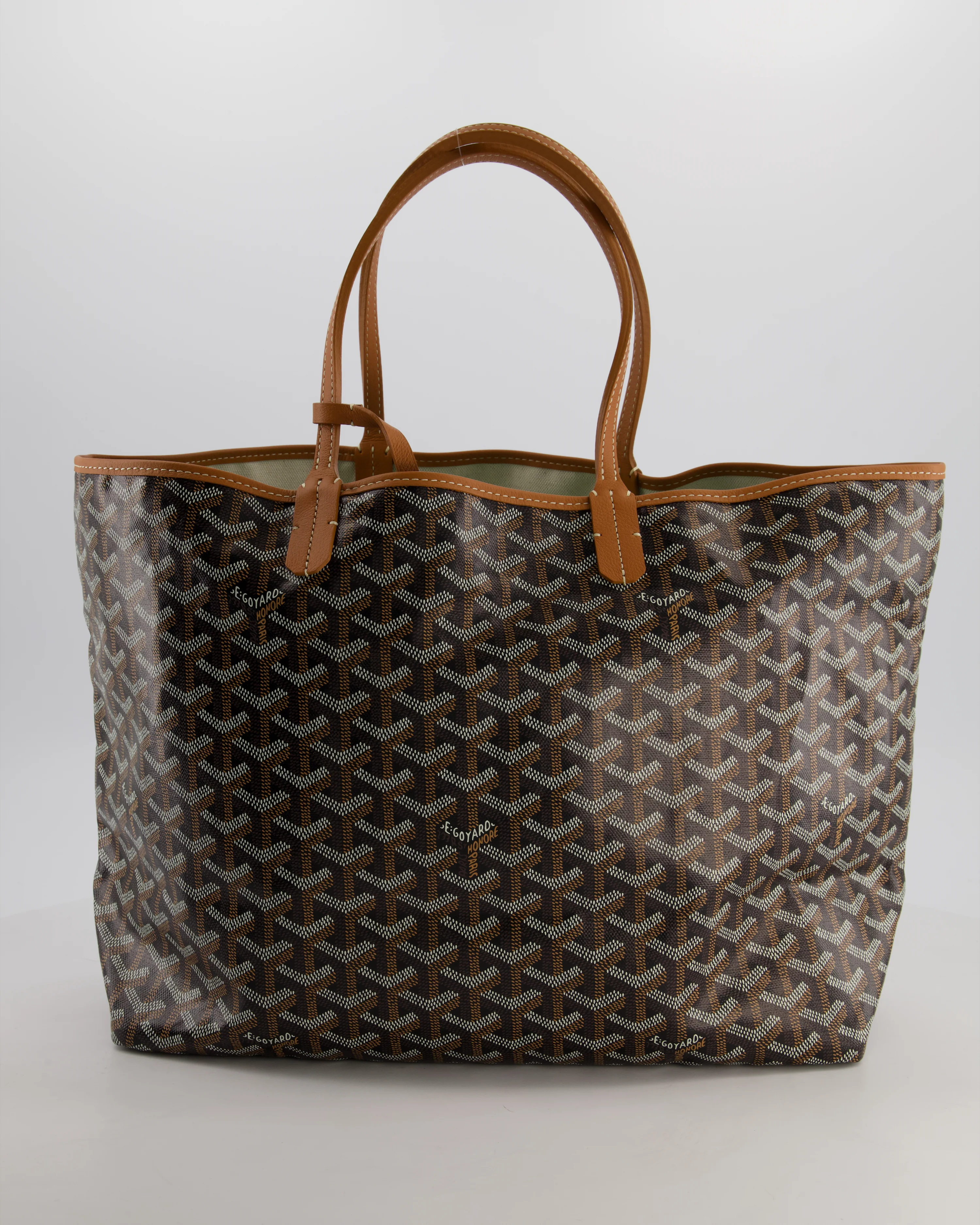 Goyard Saint Louis PM Tote Bag in Black Goyardine Canvas with Tan Calfskin Leather - Image 14