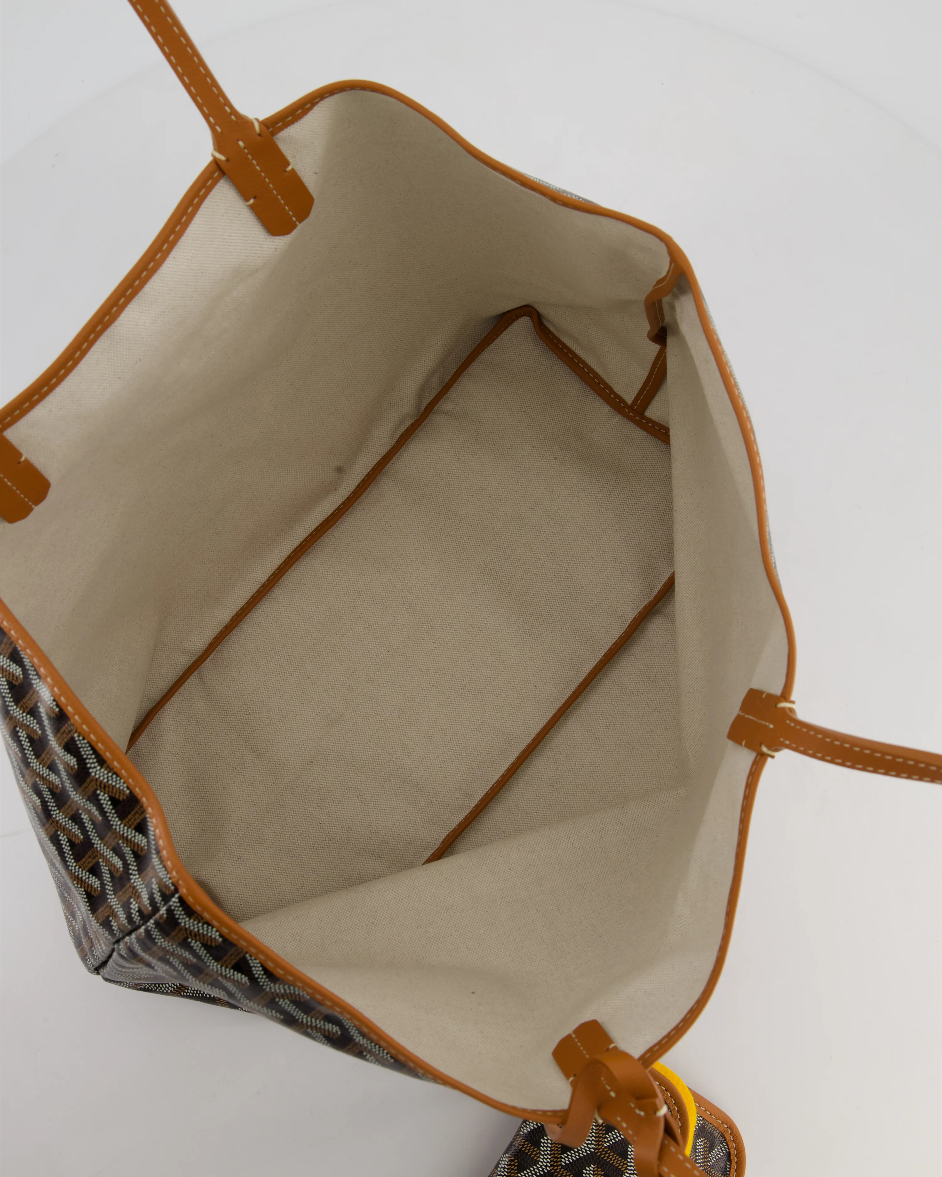 Goyard Saint Louis PM Tote Bag in Black Goyardine Canvas with Tan Calfskin Leather - Image 19