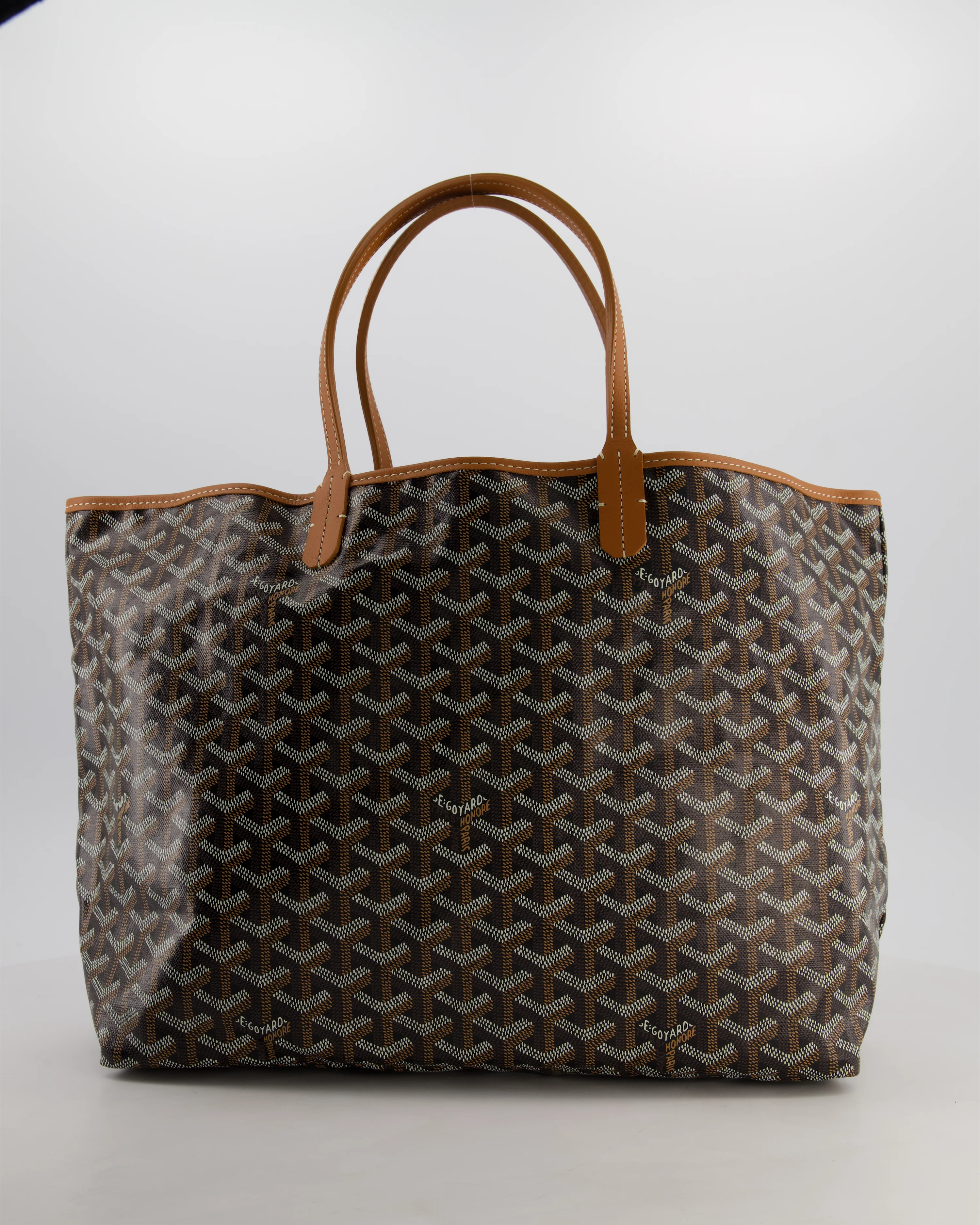 Goyard Saint Louis PM Tote Bag in Black Goyardine Canvas with Tan Calfskin Leather - Image 5
