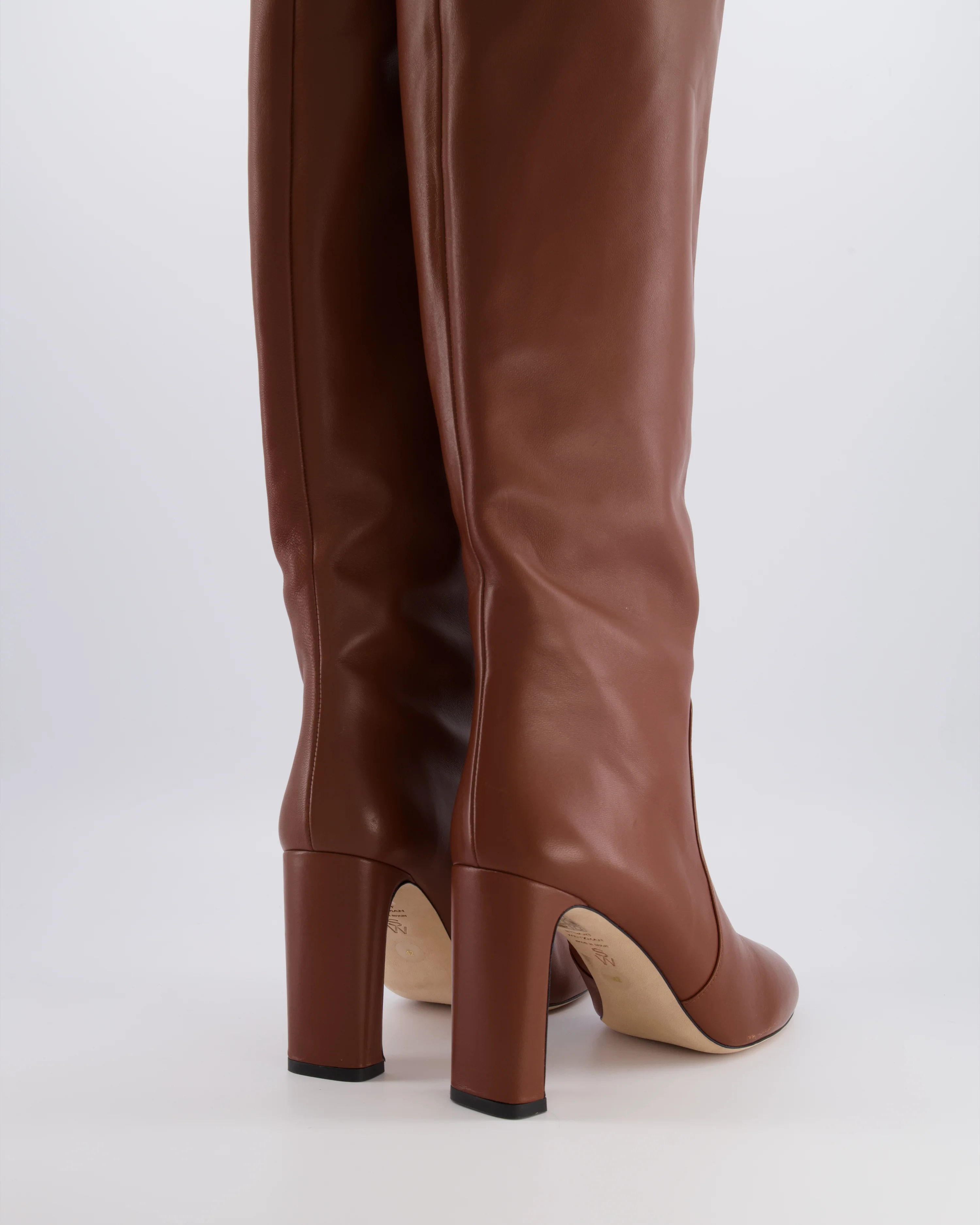 Stuart Weitzman Brown Nappa Leather Babette High-Knee Boots Size EU 42 RRP £795 - Image 4