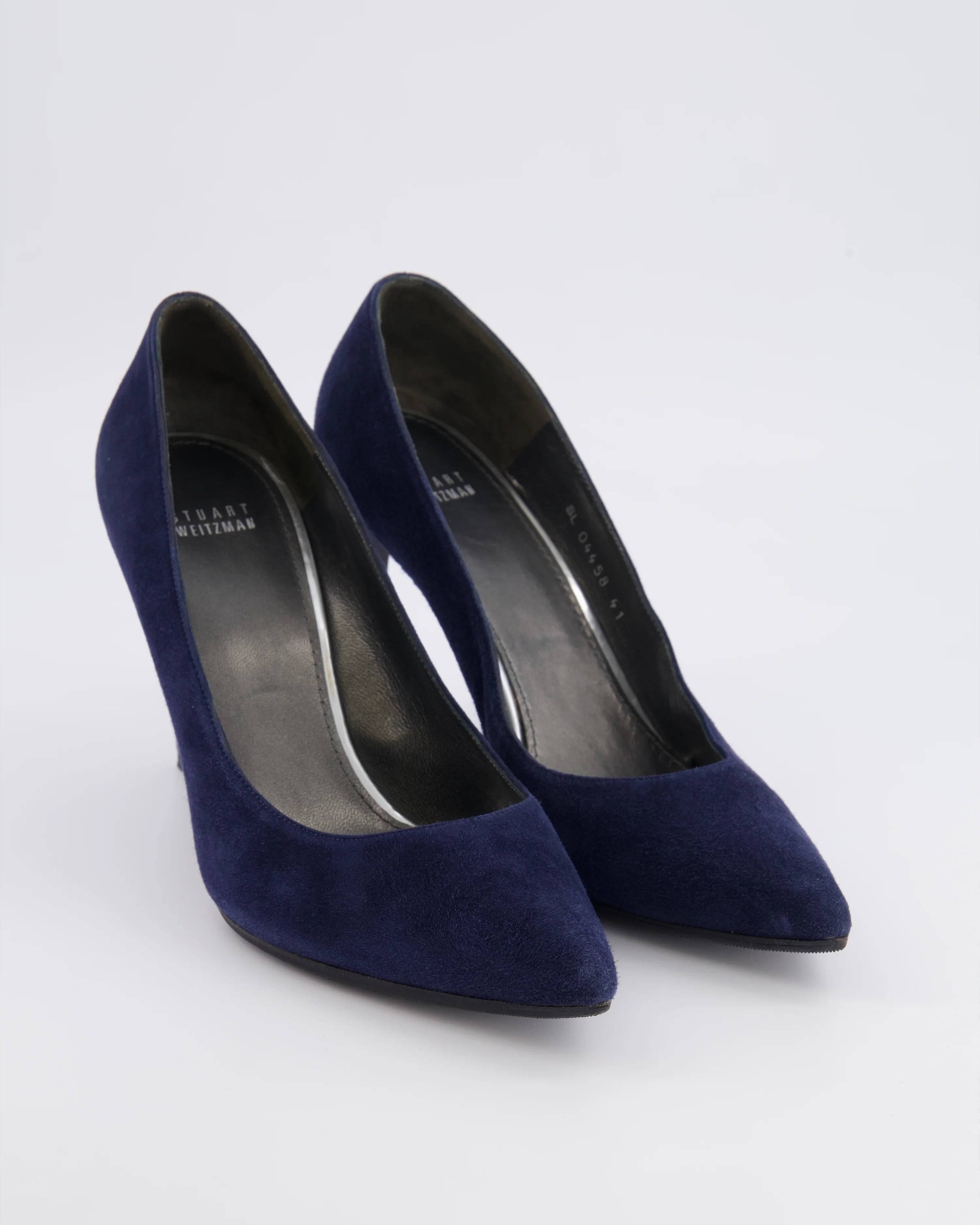 Stuart Weitzman Navy Suede Power 100 Heeled Pumps Size EU 41 RRP £395 - Image 2