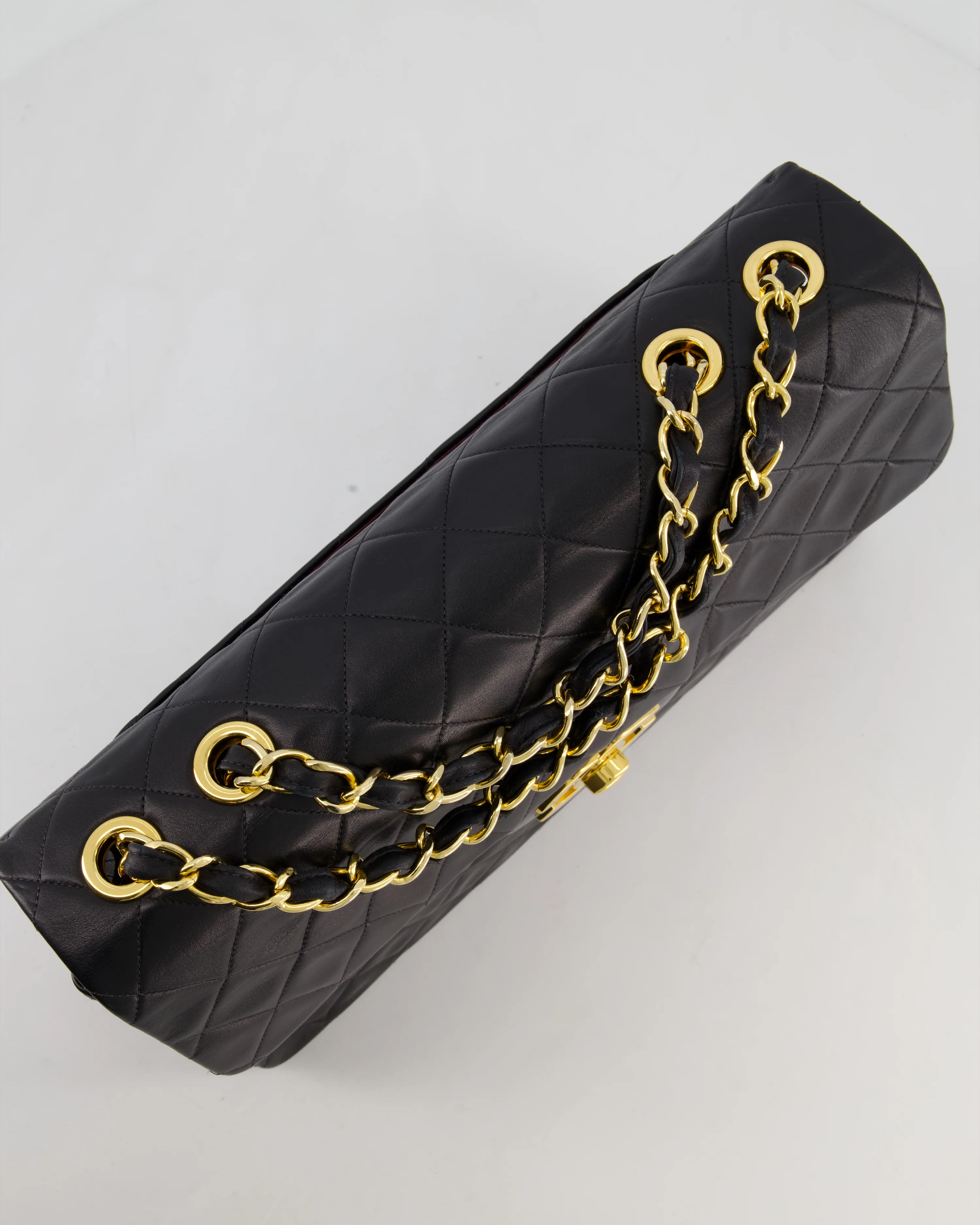 *STUNNING CONDITION* Chanel Vintage Black XL Jumbo Single Classic Flap Bag in Lambskin Leather with 24K Gold Hardware - Image 16