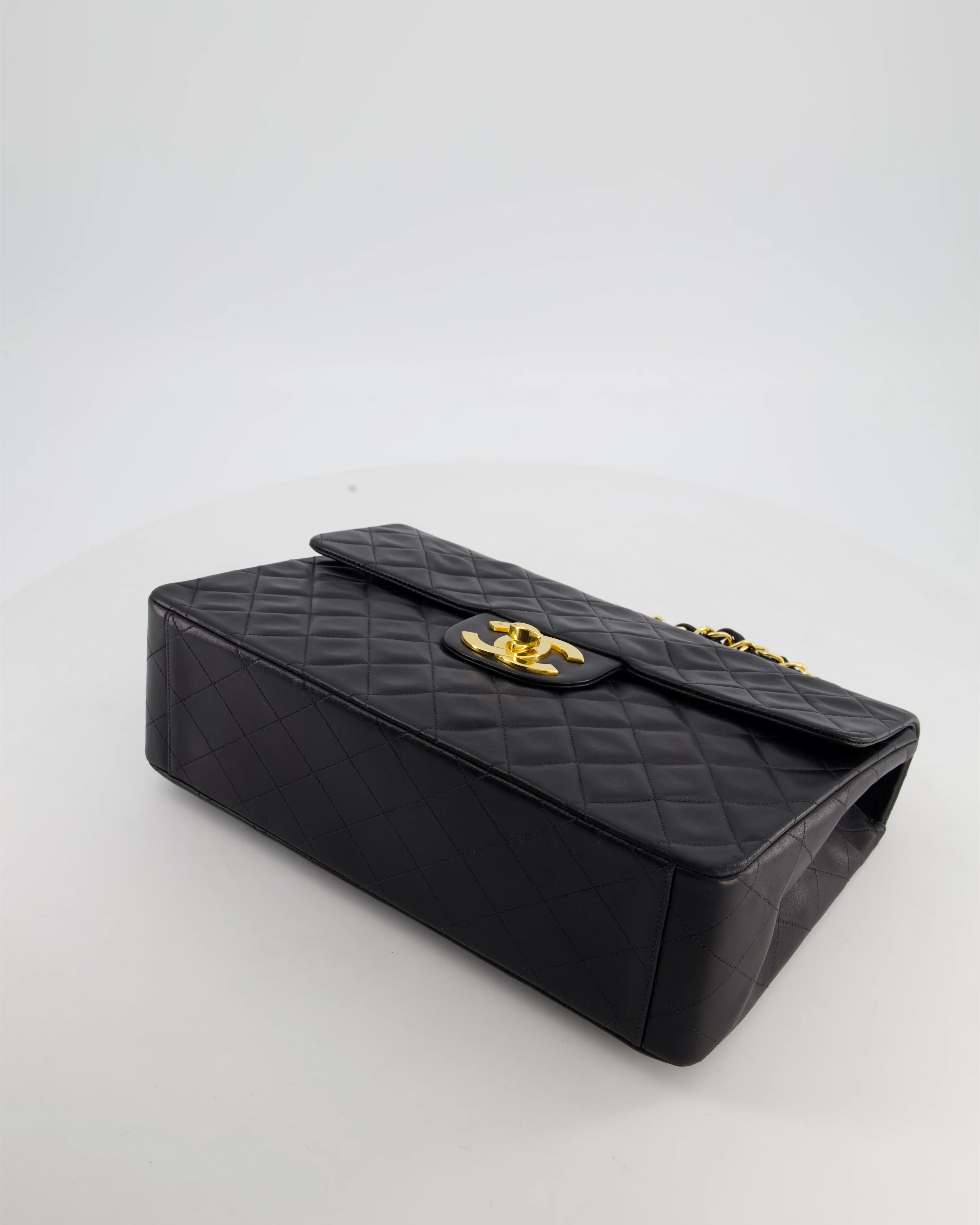 *STUNNING CONDITION* Chanel Vintage Black XL Jumbo Single Classic Flap Bag in Lambskin Leather with 24K Gold Hardware - Image 20