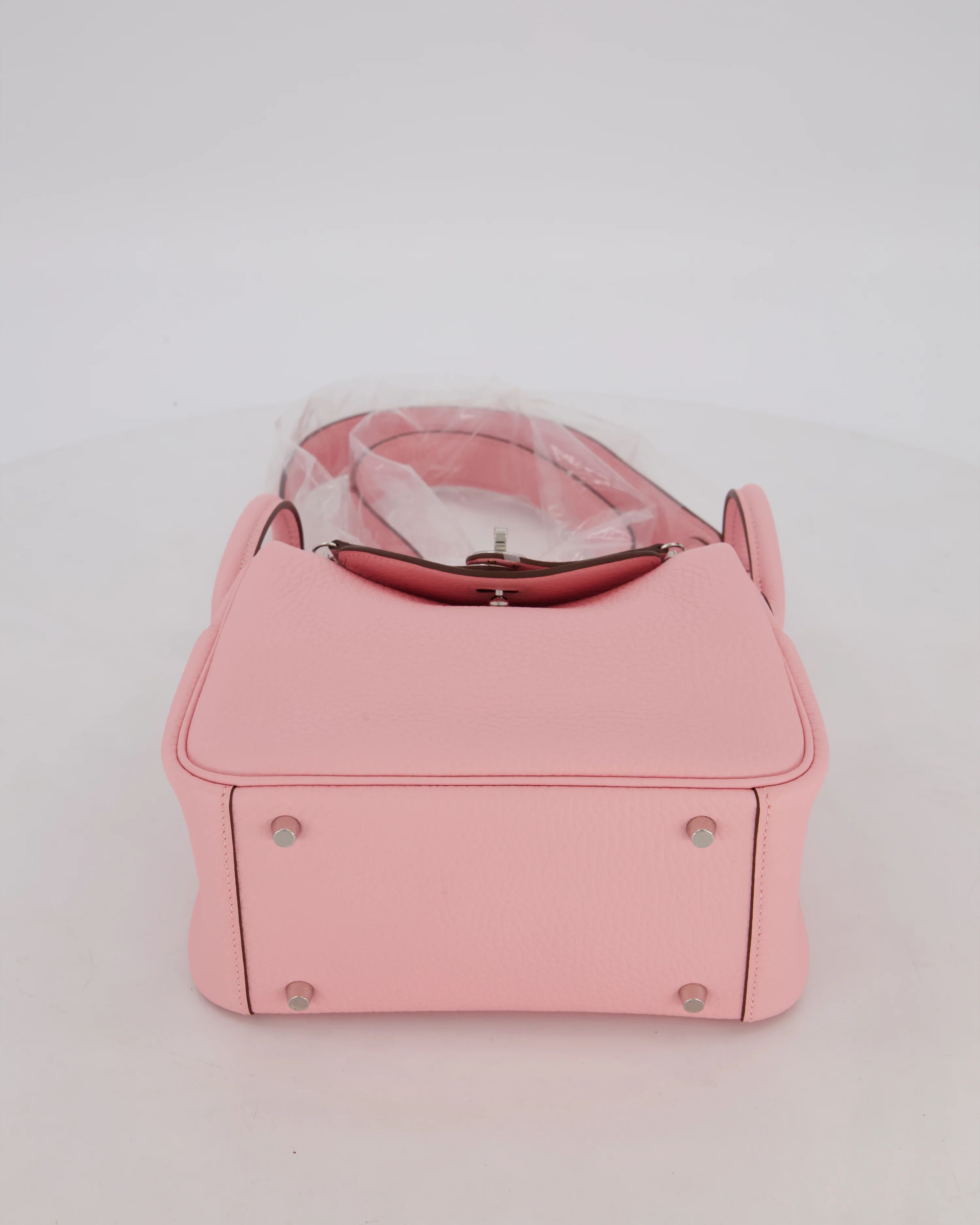 *SUPER HOT* Hermès Mini Lindy II Bag in Rose Sakura Taurillon Clemence Leather with Palladium Hardware - Image 18